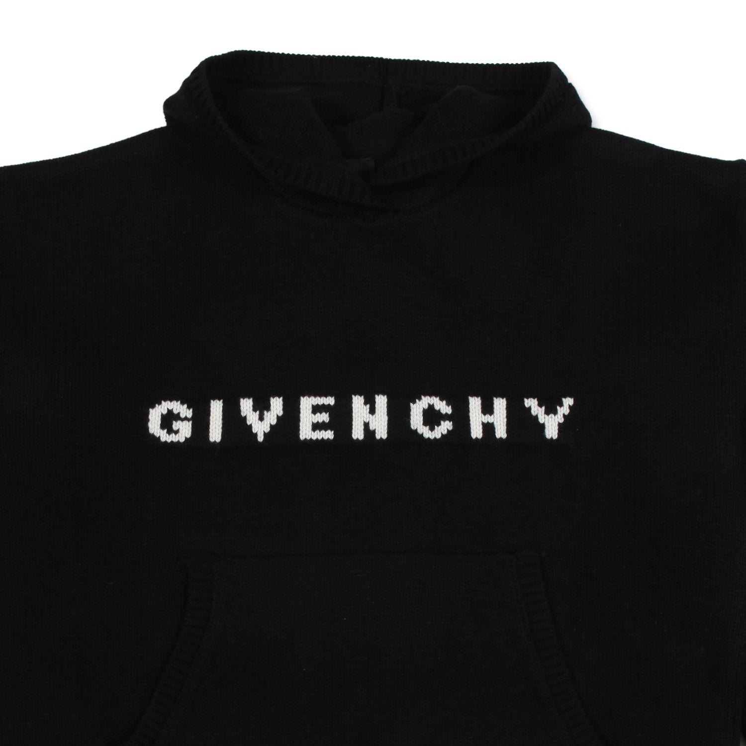 MAGLIONE NERO CON CAPPUCCIO E LOGHI BIANCHI - annameglio.com abbigliamento moda