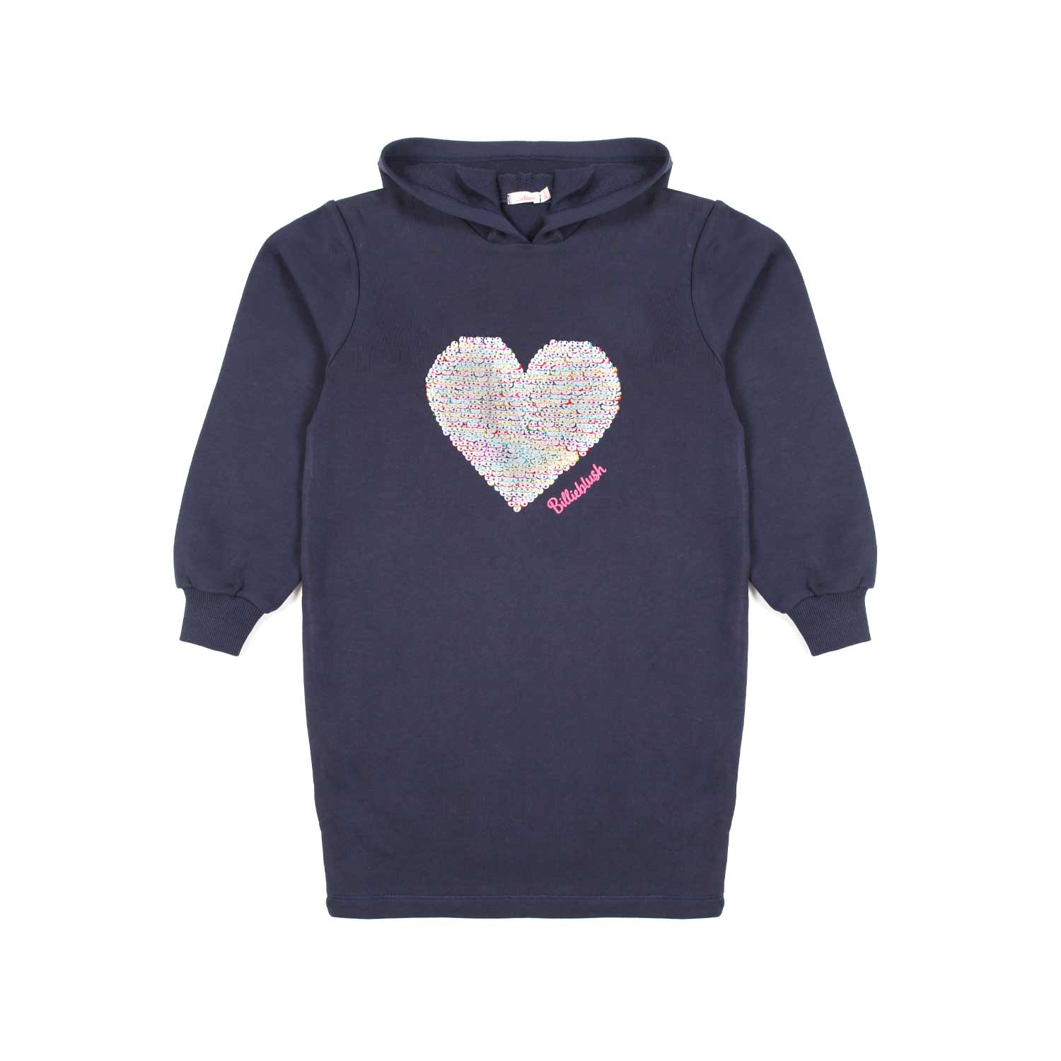 ABITO MAXI-FELPA BLU SCURO CON CUORE PAILLETTES - annameglio.com abbigliamento moda