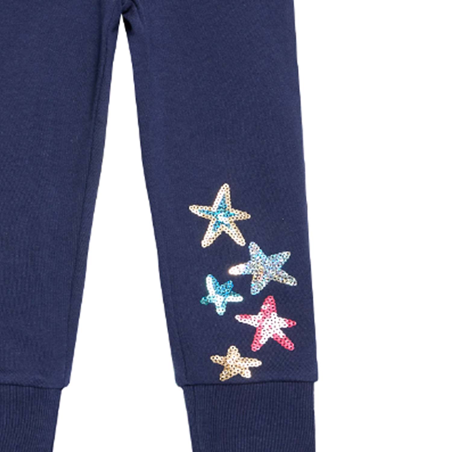 PANTALONE BLU IN FELPA CON STELLE BAMBINA - annameglio.com abbigliamento moda