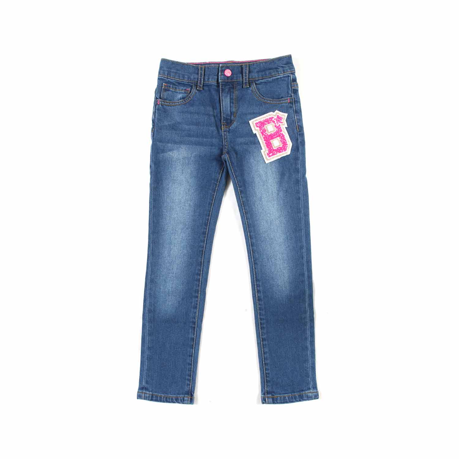 JEANS BLU CON PATCH FUCSIA BAMBINA - annameglio.com abbigliamento moda