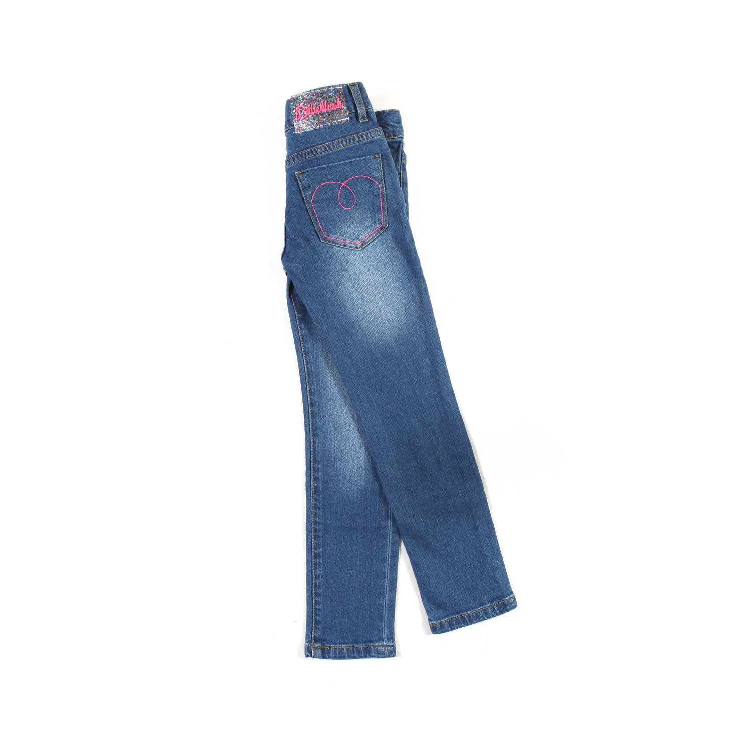JEANS BLU CON PATCH FUCSIA BAMBINA - annameglio.com abbigliamento moda