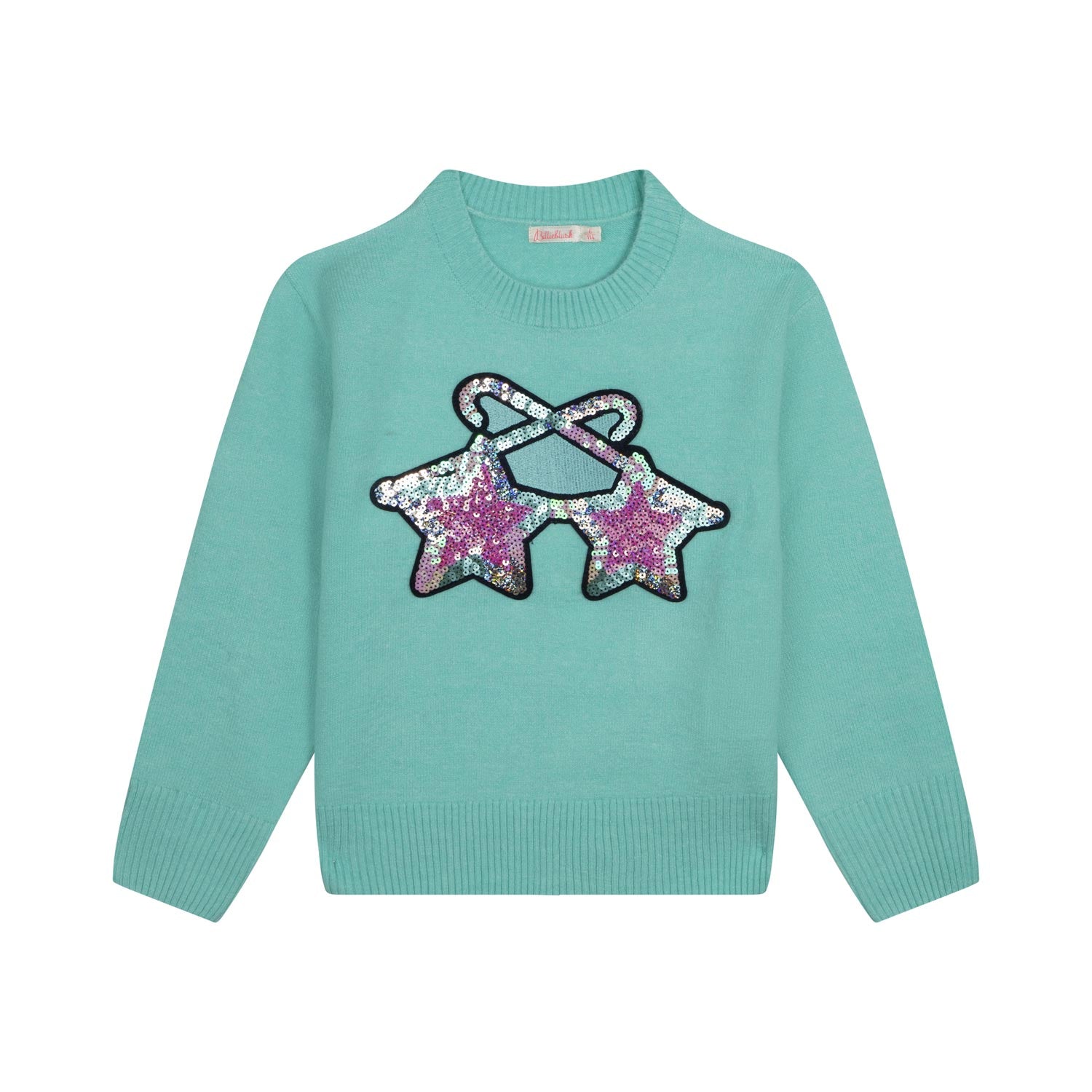 PULLOVER VERDE ACQUA CON PAILLETTES BAMBINA - annameglio.com abbigliamento moda