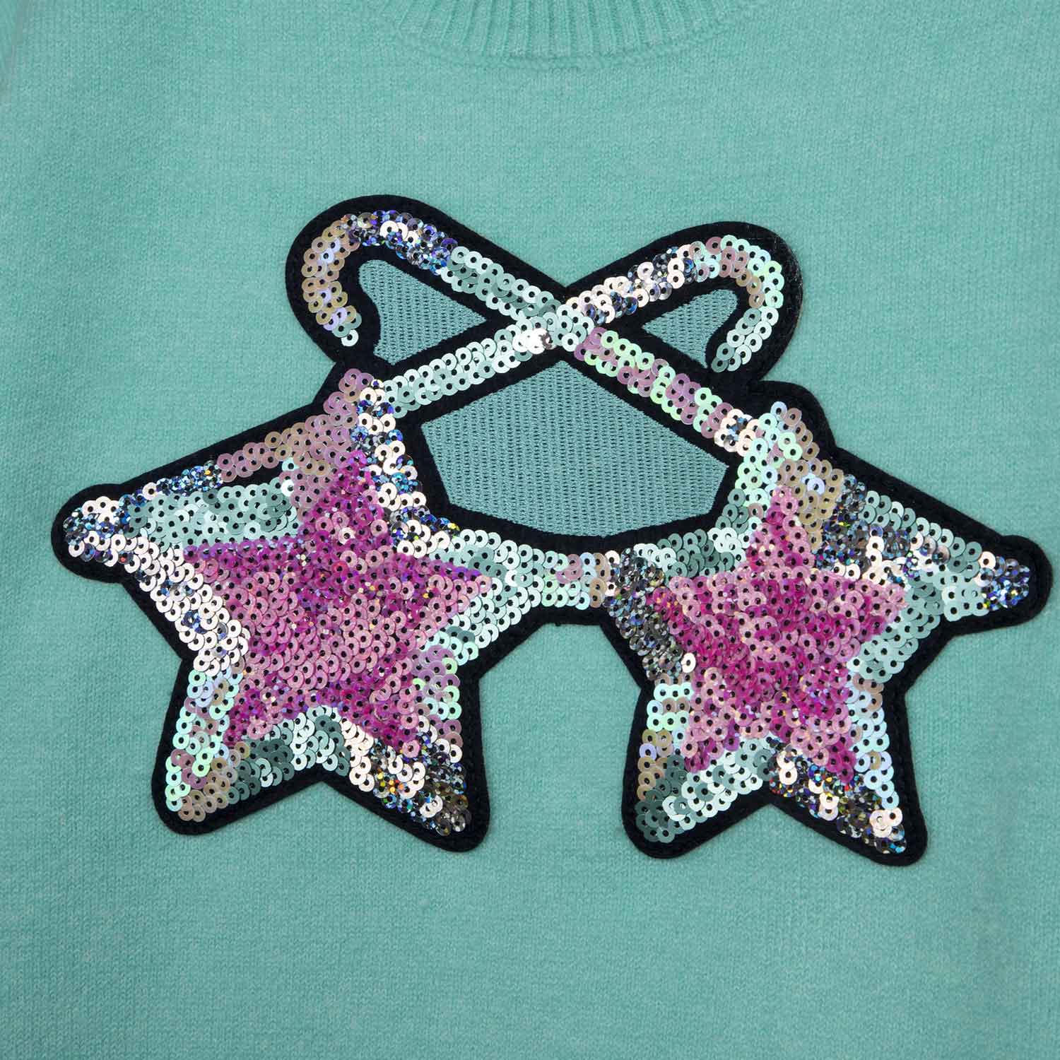 PULLOVER VERDE ACQUA CON PAILLETTES BAMBINA - annameglio.com abbigliamento moda