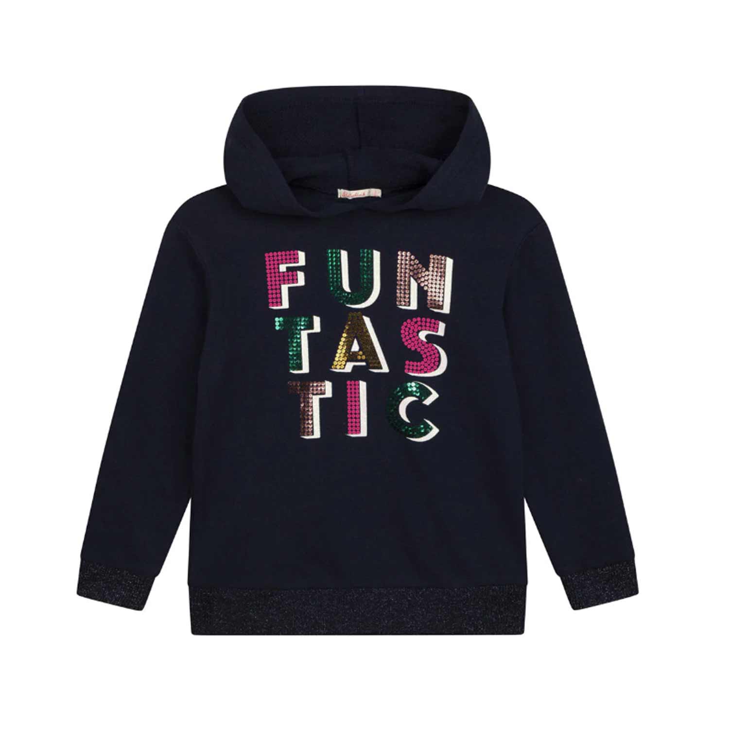 FELPA HOODIE BLU NAVY CON PAILLETTES MULTICOLOR - annameglio.com abbigliamento moda