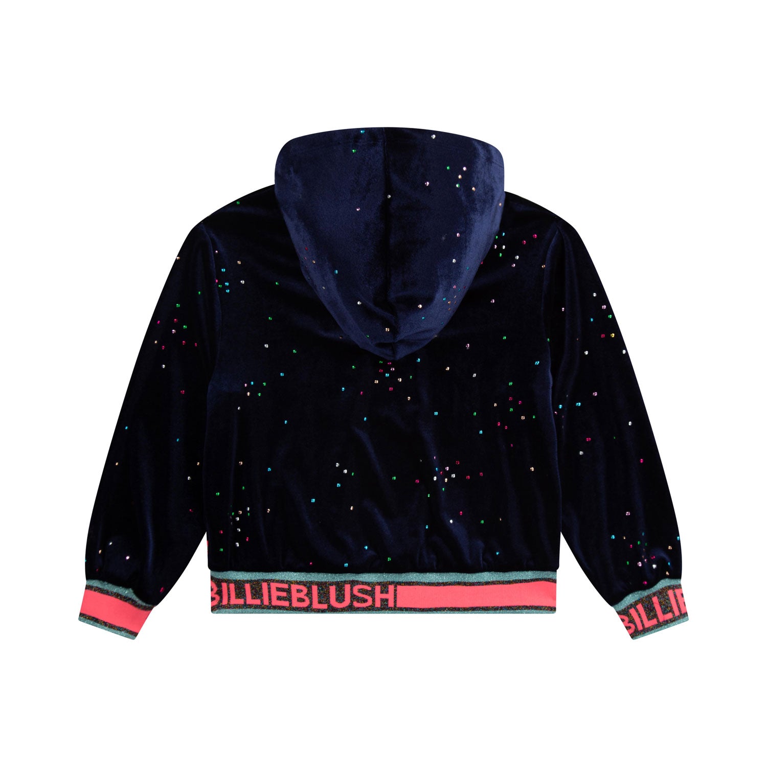 FELPA HOODIE BLU NAVY CON STRASS MULTICOLOR - annameglio.com abbigliamento moda