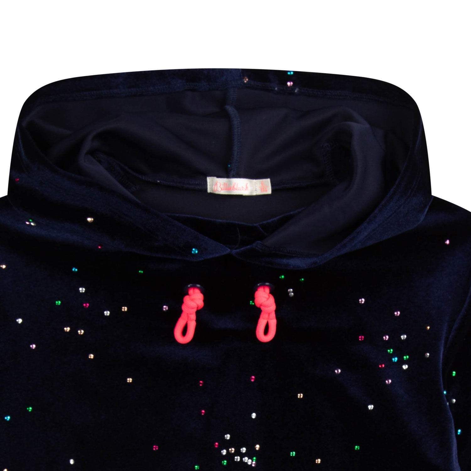 FELPA HOODIE BLU NAVY CON STRASS MULTICOLOR - annameglio.com abbigliamento moda