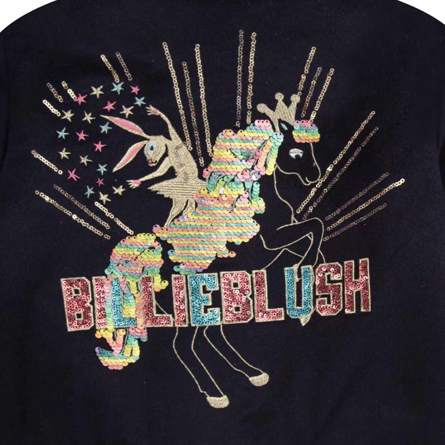 GIUBBOTTO BLU SCURO CON PAILLETTES MULTICOLOR - annameglio.com abbigliamento moda