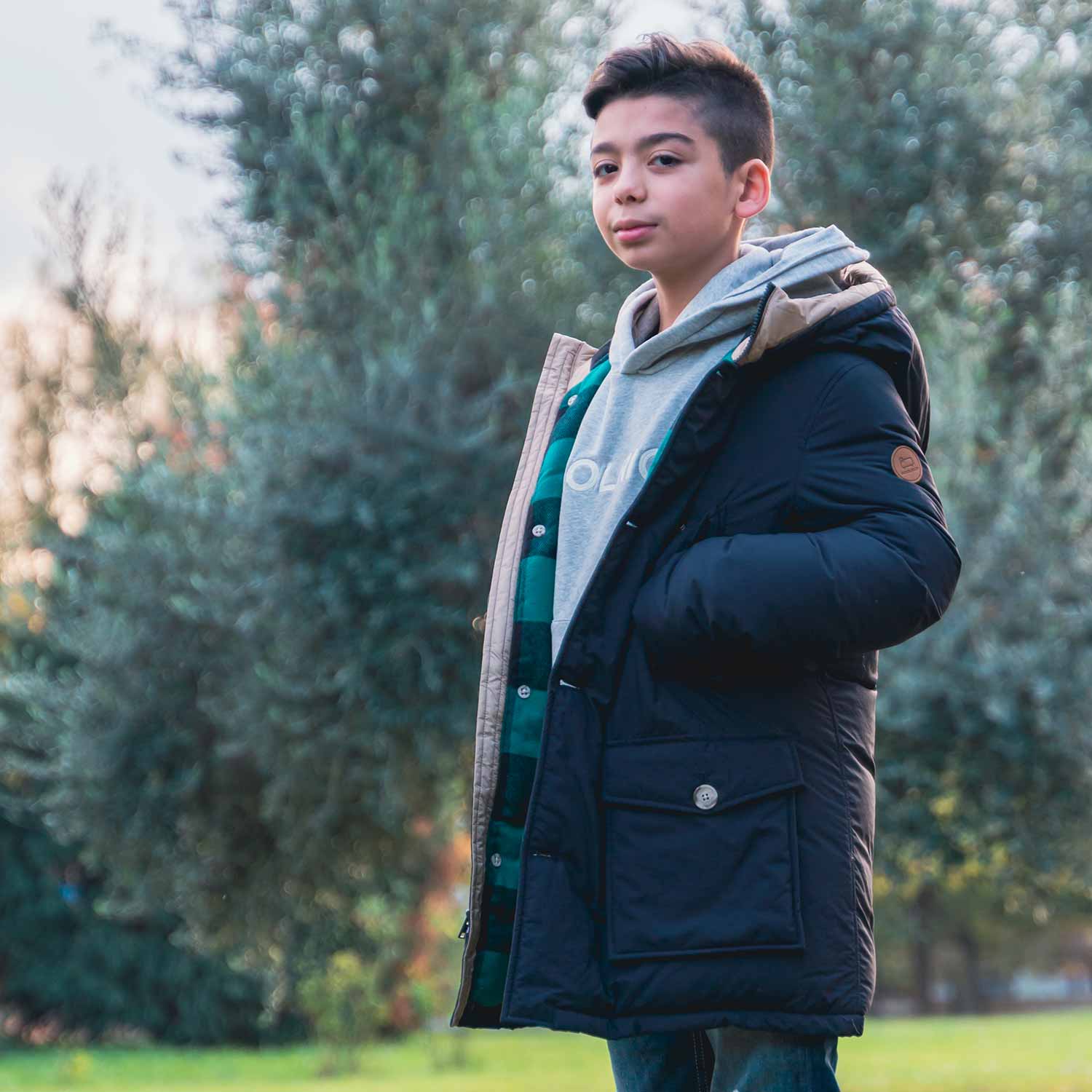 GIUBBOTTO PARKA BAYMAN BLU E BEIGE - annameglio.com abbigliamento moda