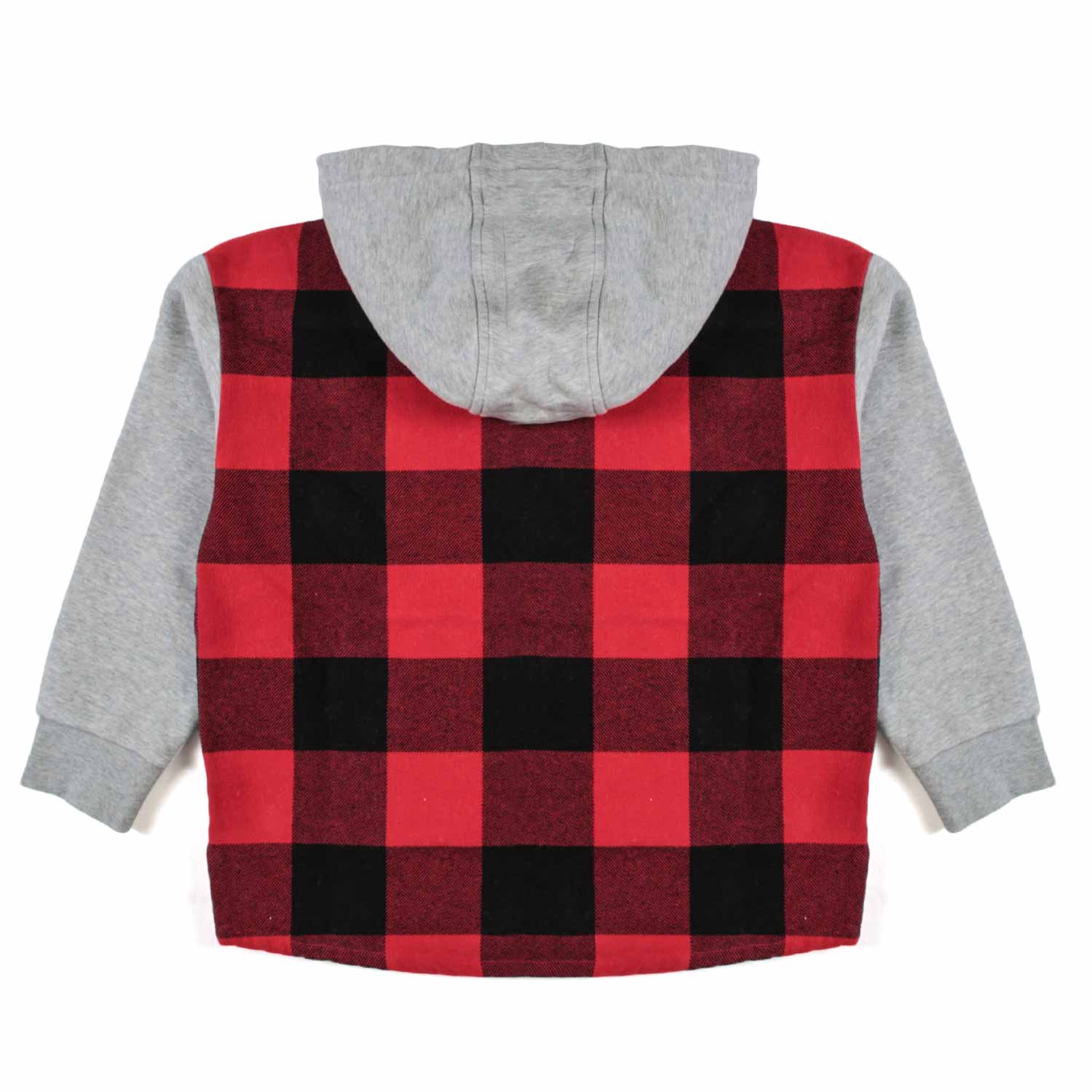 FELPA HOODIE GRIGIA CON PANNELLO CHECK ROSSO - annameglio.com abbigliamento moda