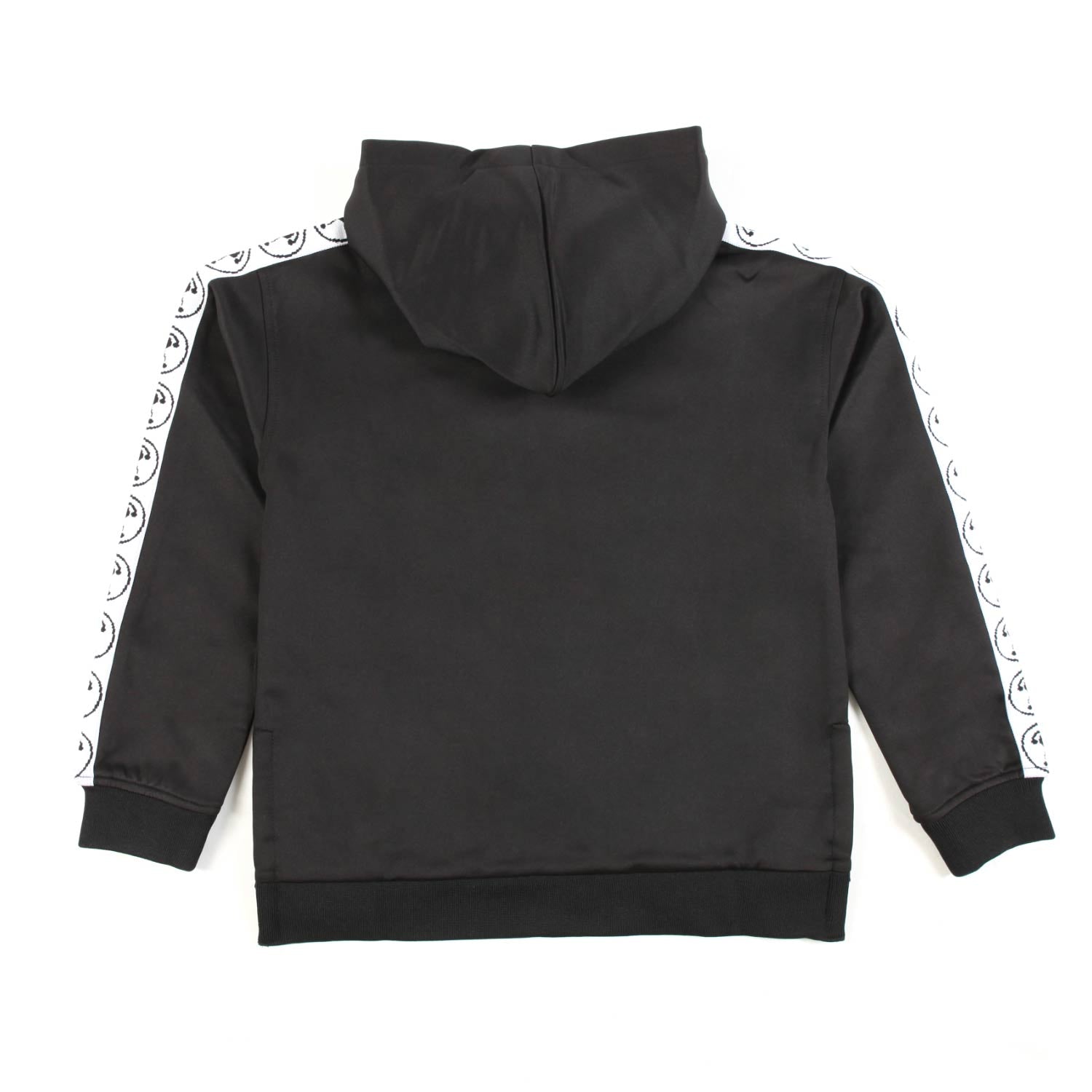 FELPA UNISEX NERA CON CAPPUCCIO E STRISCE BIANCHE - annameglio.com abbigliamento moda