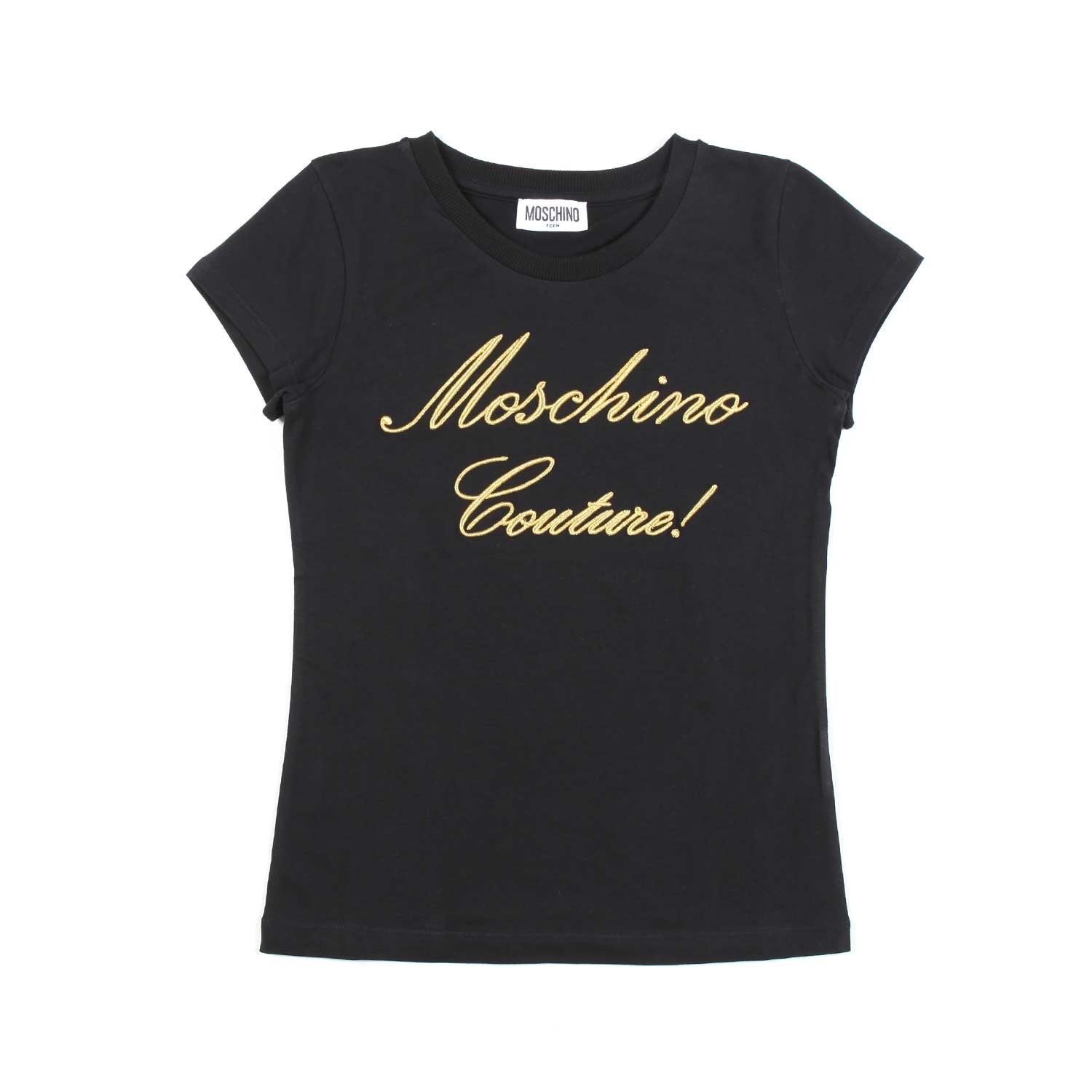 T-SHIRT NERA CON LOGO ORO RICAMATO - annameglio.com abbigliamento moda