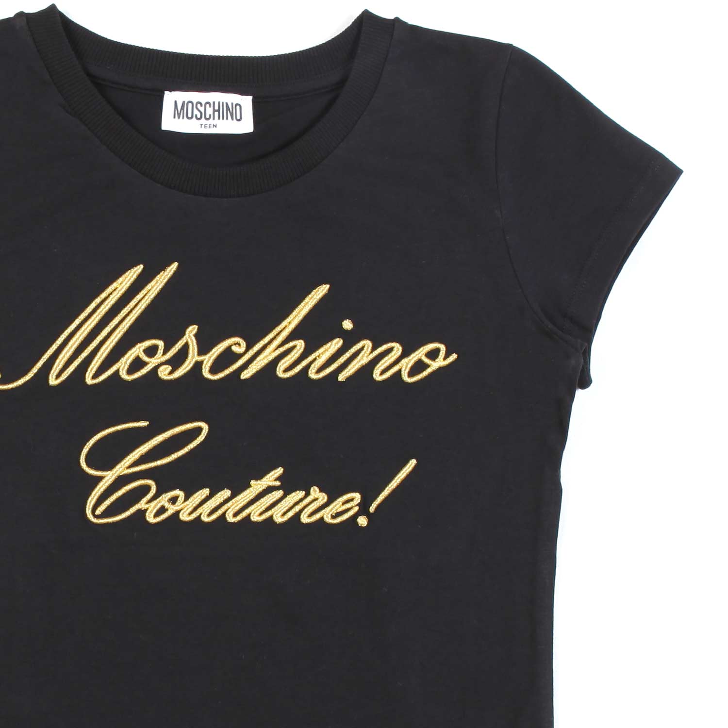T-SHIRT NERA CON LOGO ORO RICAMATO - annameglio.com abbigliamento moda