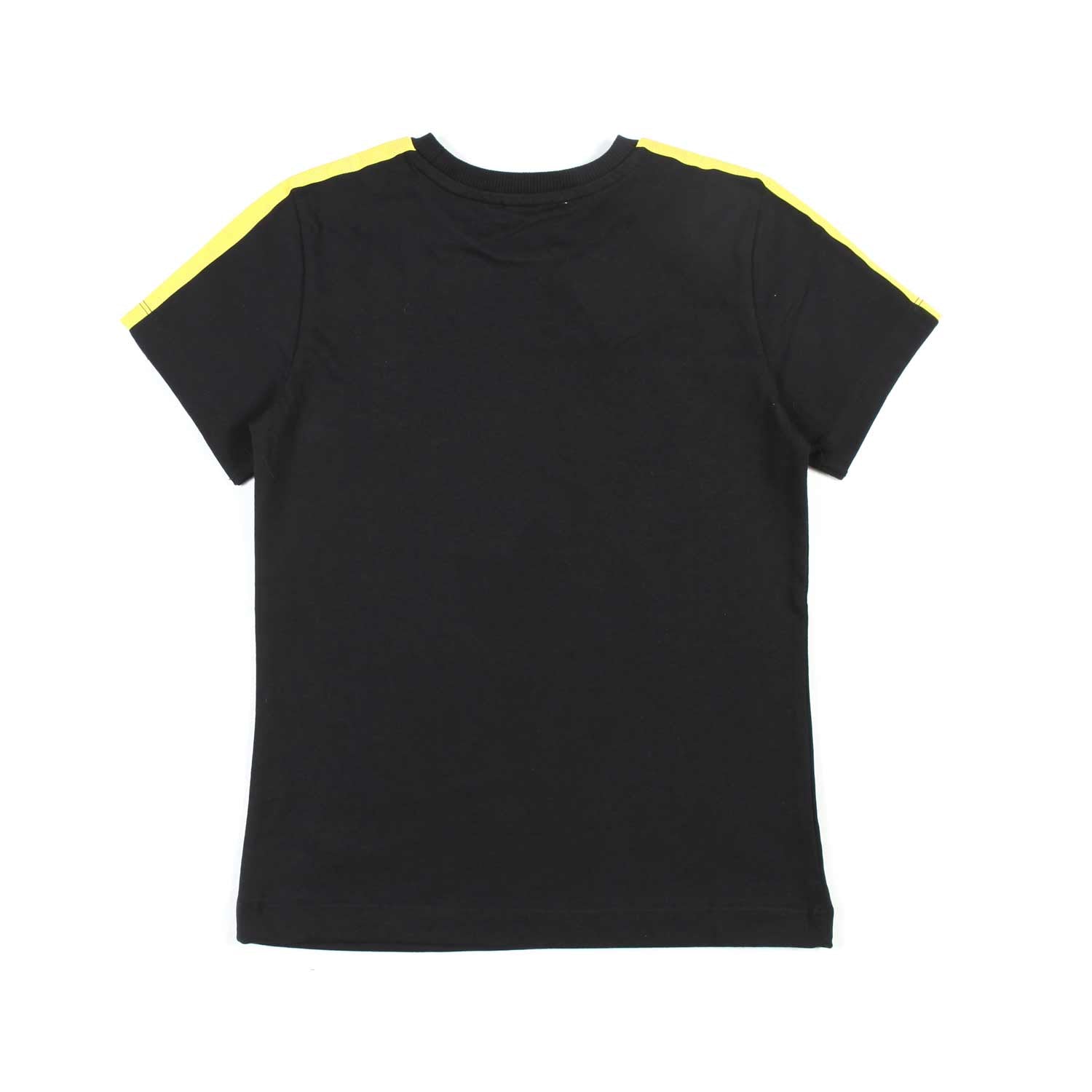 T-SHIRT UNISEX NERA CON STRISCE GIALLE E VIOLA - annameglio.com abbigliamento moda