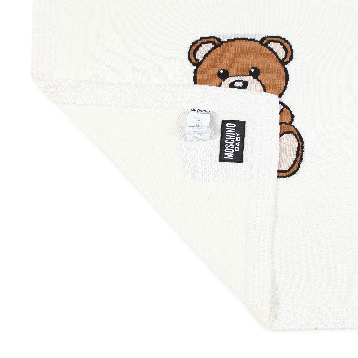 COPERTA DA CULLA BIANCA CON TEDDY BEAR - annameglio.com abbigliamento moda