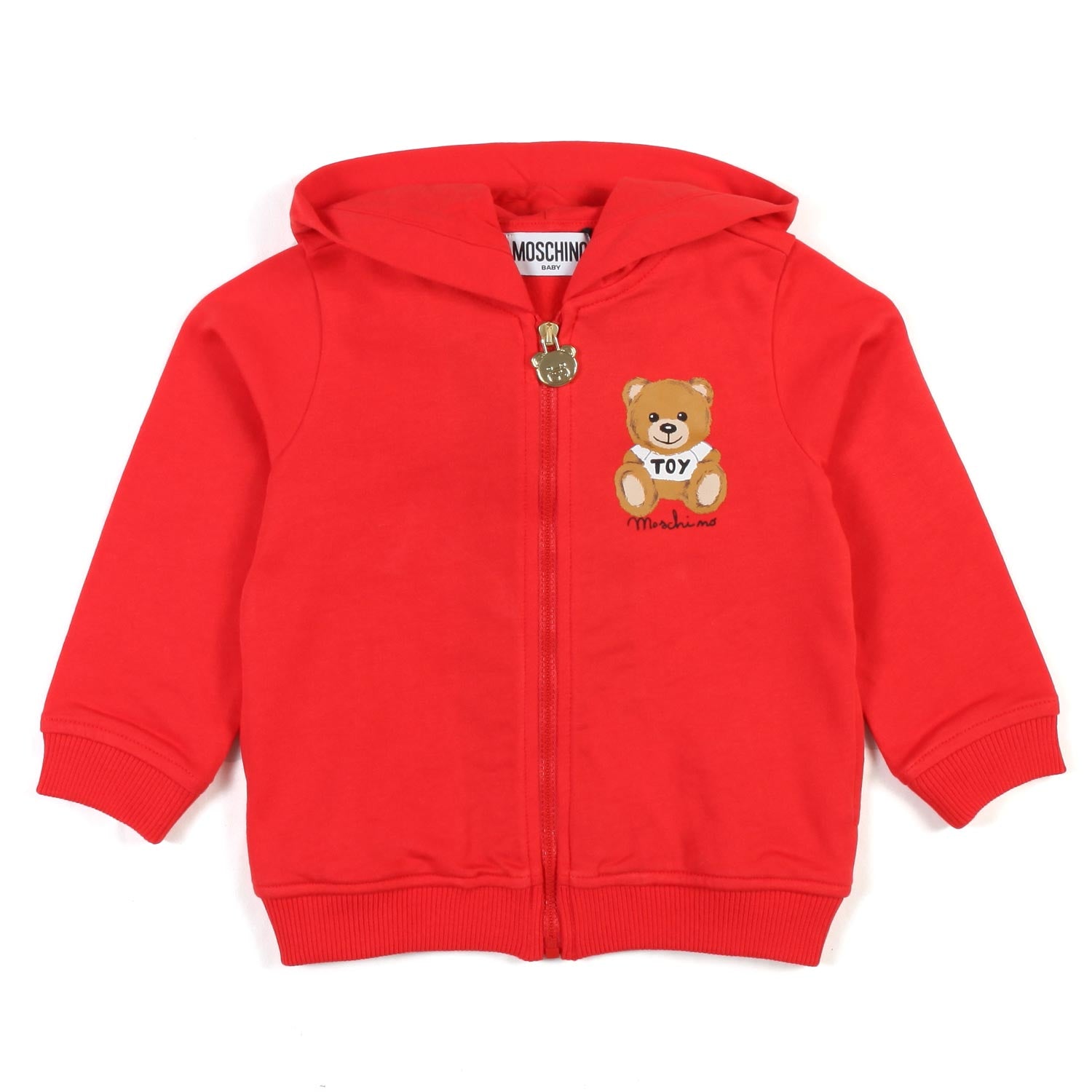FELPA BABY ROSSA CON CAPPUCCIO E TEDDY BEAR - annameglio.com abbigliamento moda