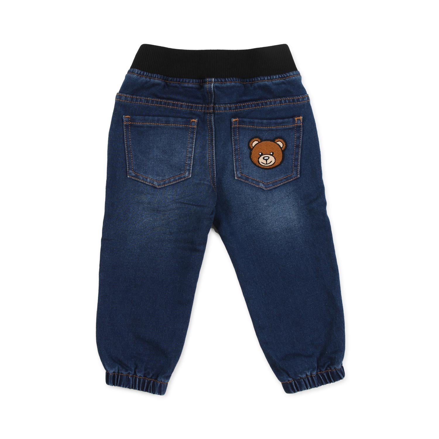 BABY JEANS BLU SCURO CON PATCH TEDDY BEAR - annameglio.com abbigliamento moda