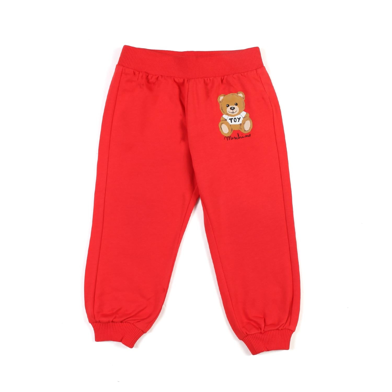PANTALONE BABY IN FELPA ROSSO CON TEDDY BEAR - annameglio.com abbigliamento moda