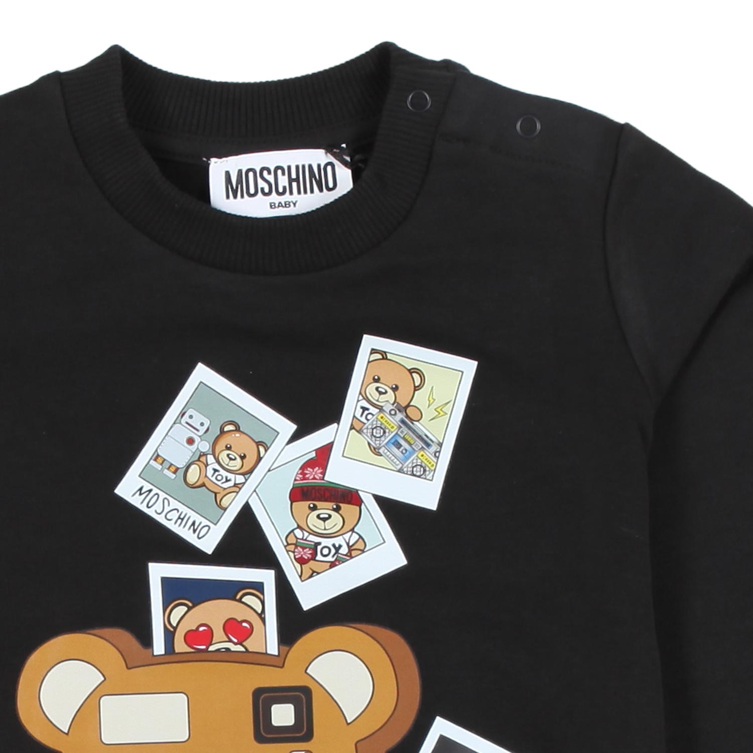 FELPA BABY NERA CON STAMPE TEDDY BEAR - annameglio.com abbigliamento moda