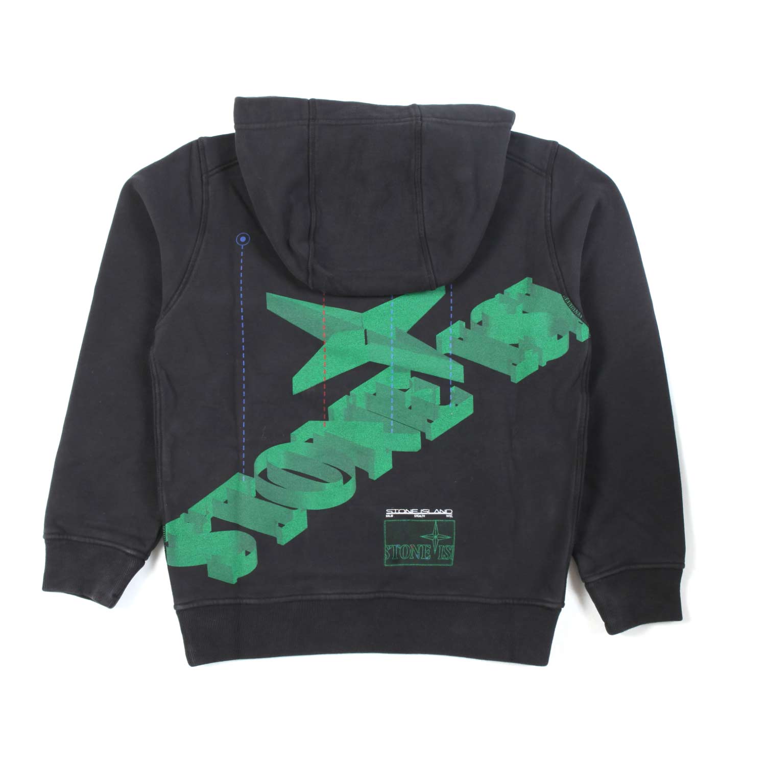 FELPA HOODIE NERA CON STAMPA LOGO VERDE - annameglio.com abbigliamento moda