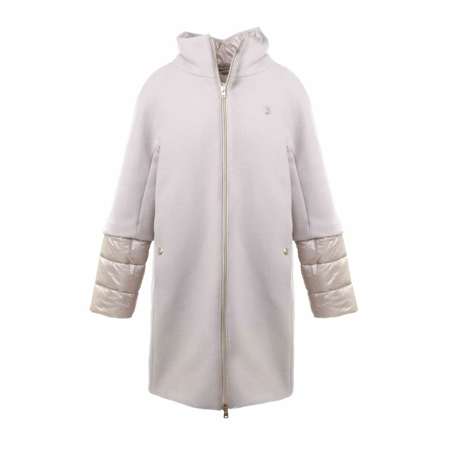 CAPPOTTO DI LANA E NYLON GRIGIO E AVORIO - annameglio.com abbigliamento moda