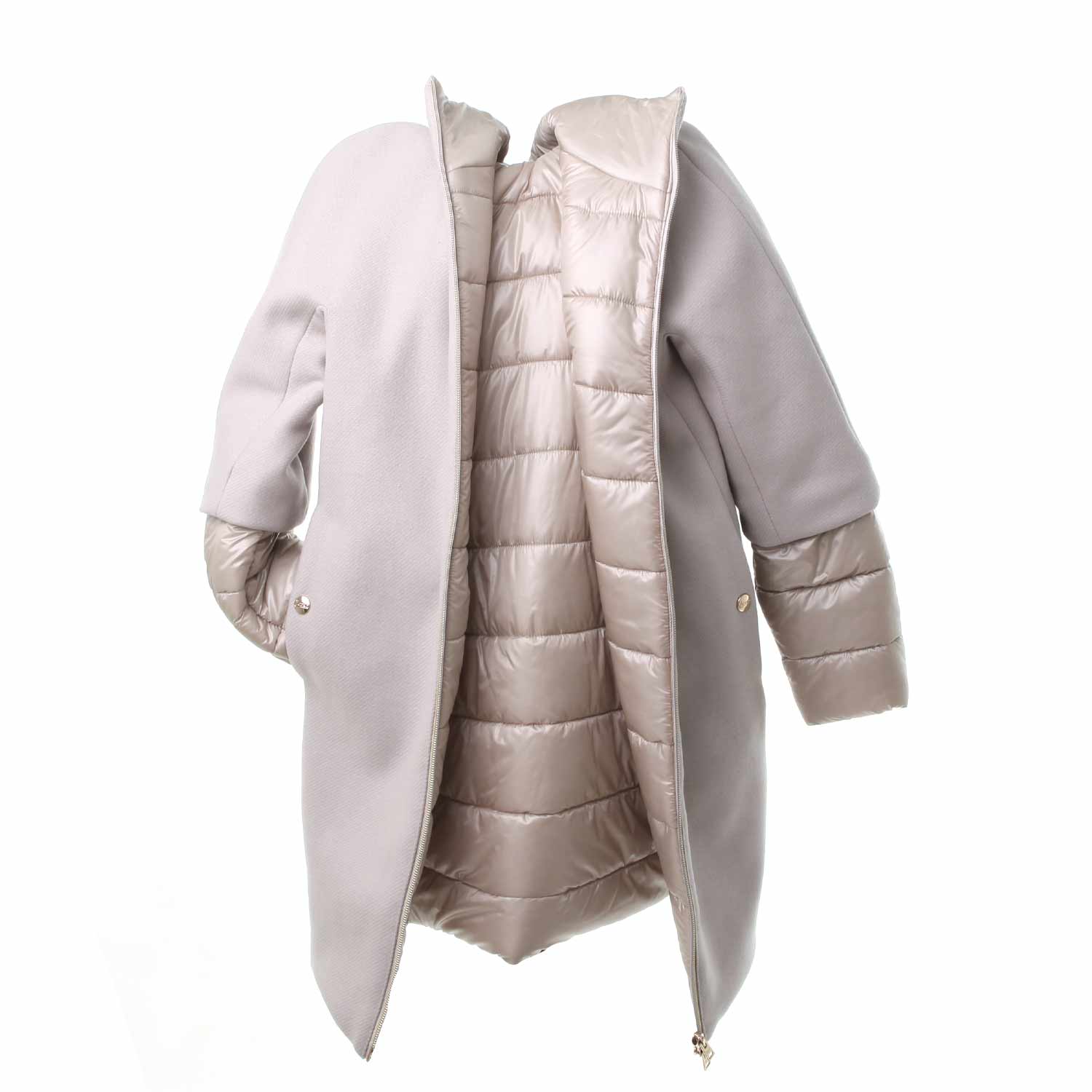 CAPPOTTO DI LANA E NYLON GRIGIO E AVORIO - annameglio.com abbigliamento moda