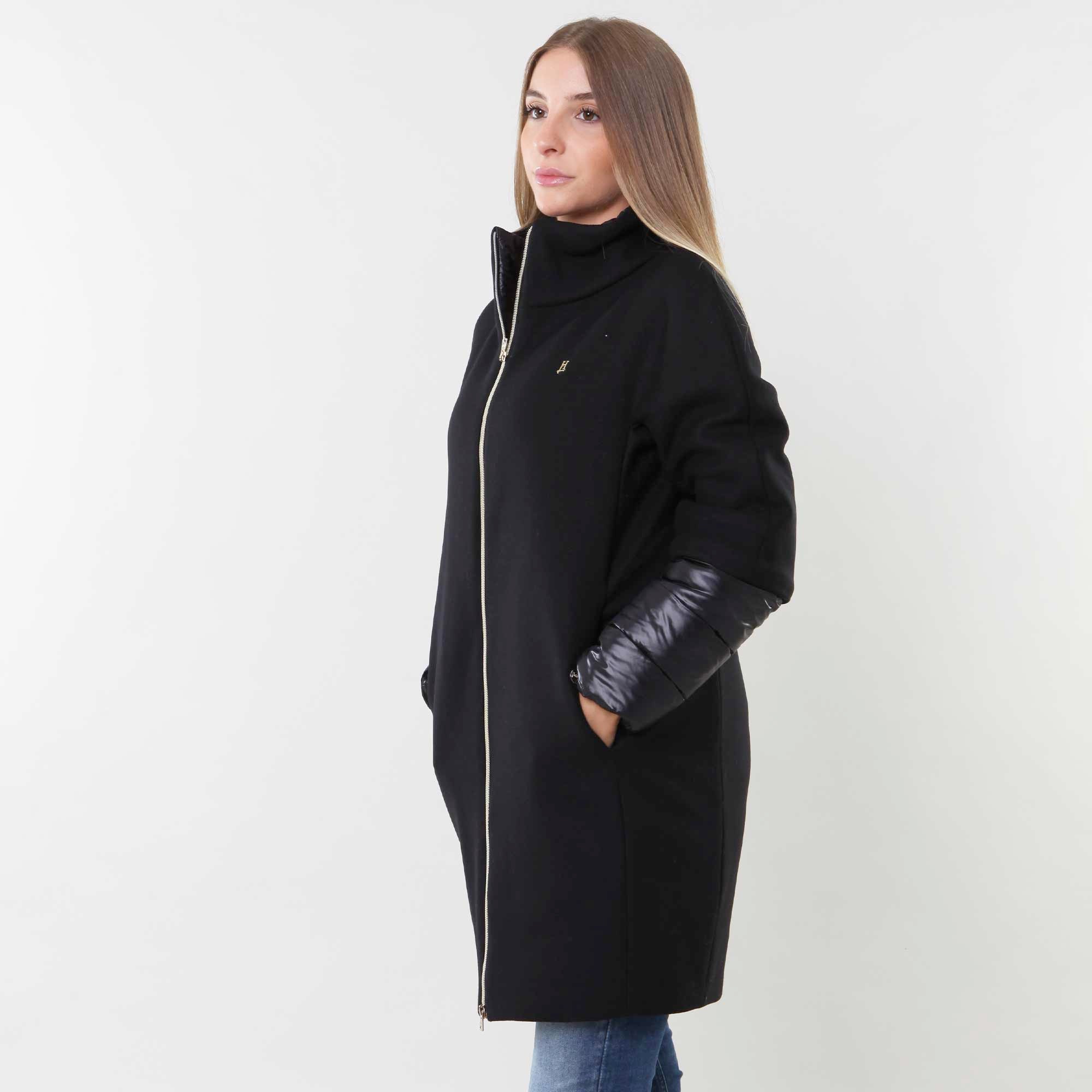 CAPPOTTO NERO IN TWILL DI LANA E NYLON - annameglio.com abbigliamento moda