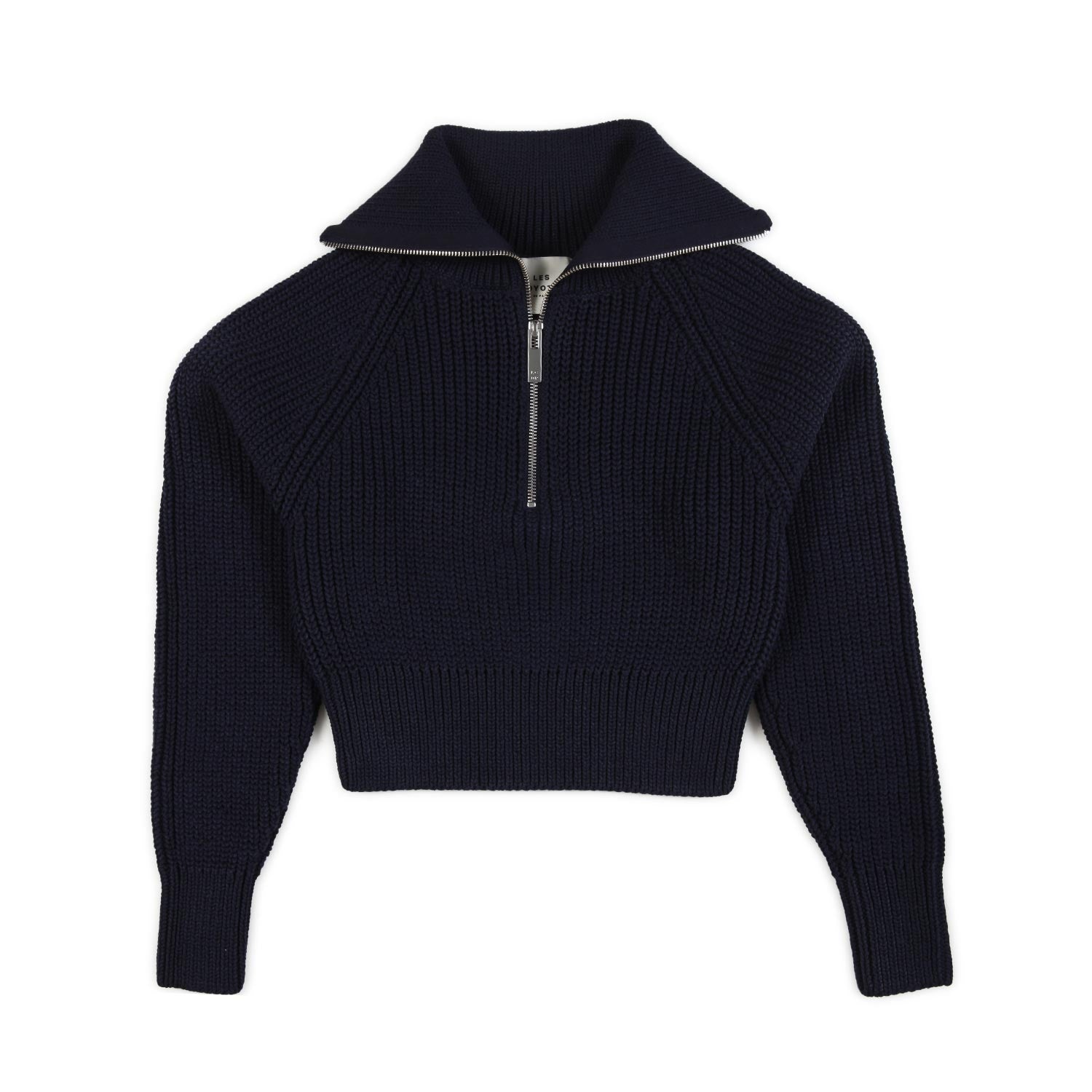 MAGLIONE CROPPED BLU NAVY CON ZIP - annameglio.com abbigliamento moda