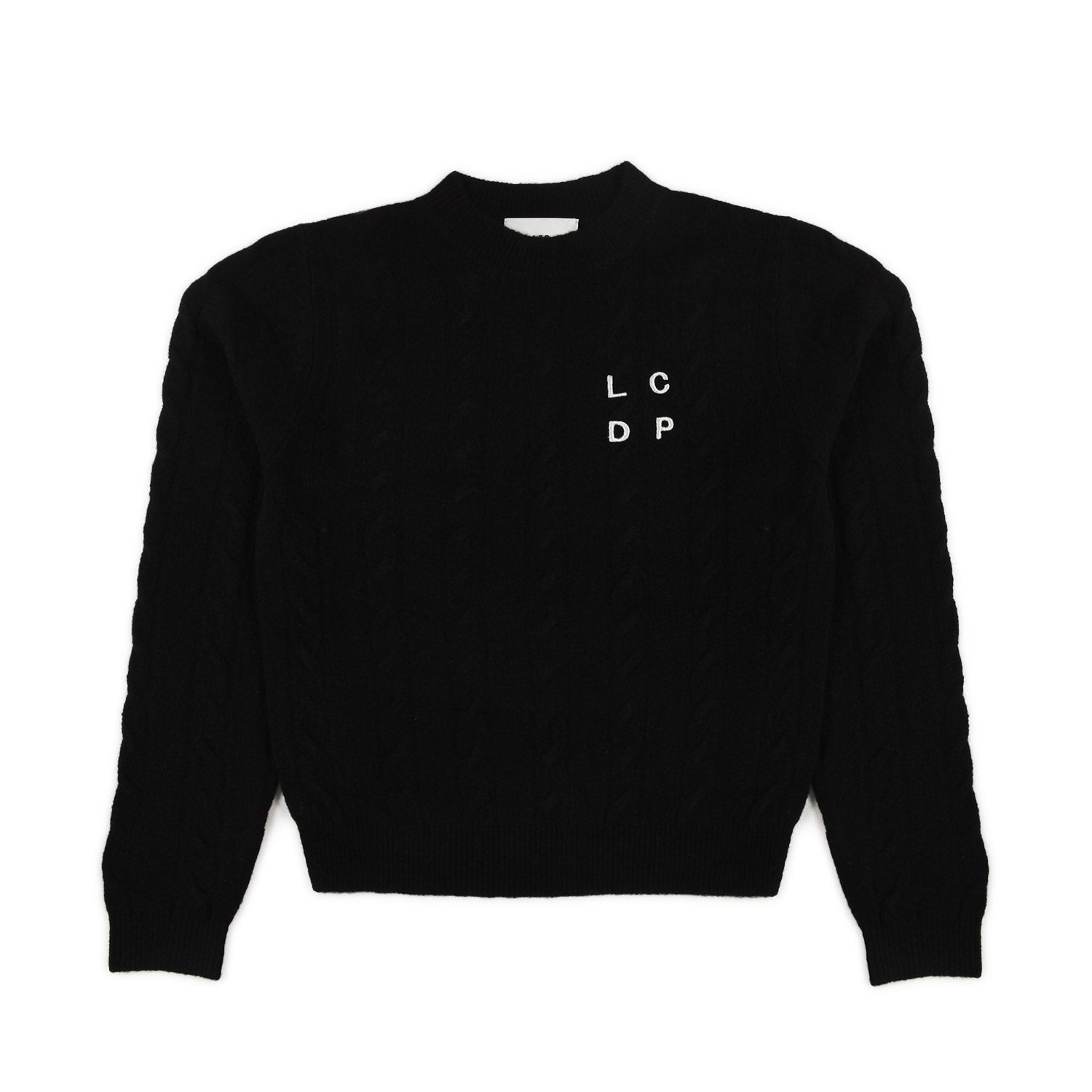 MAGLIONE NERO A TRECCE CON LOGO BIANCO - annameglio.com abbigliamento moda