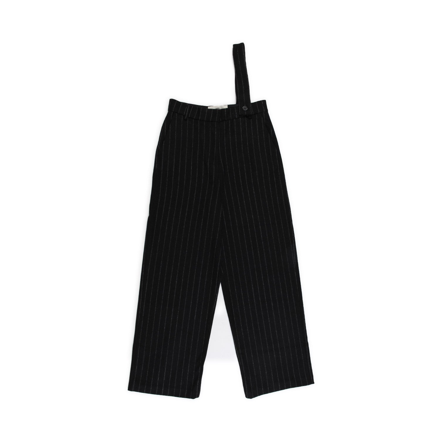 PANTALONE NERO GESSATO CON BRETELLA - annameglio.com abbigliamento moda
