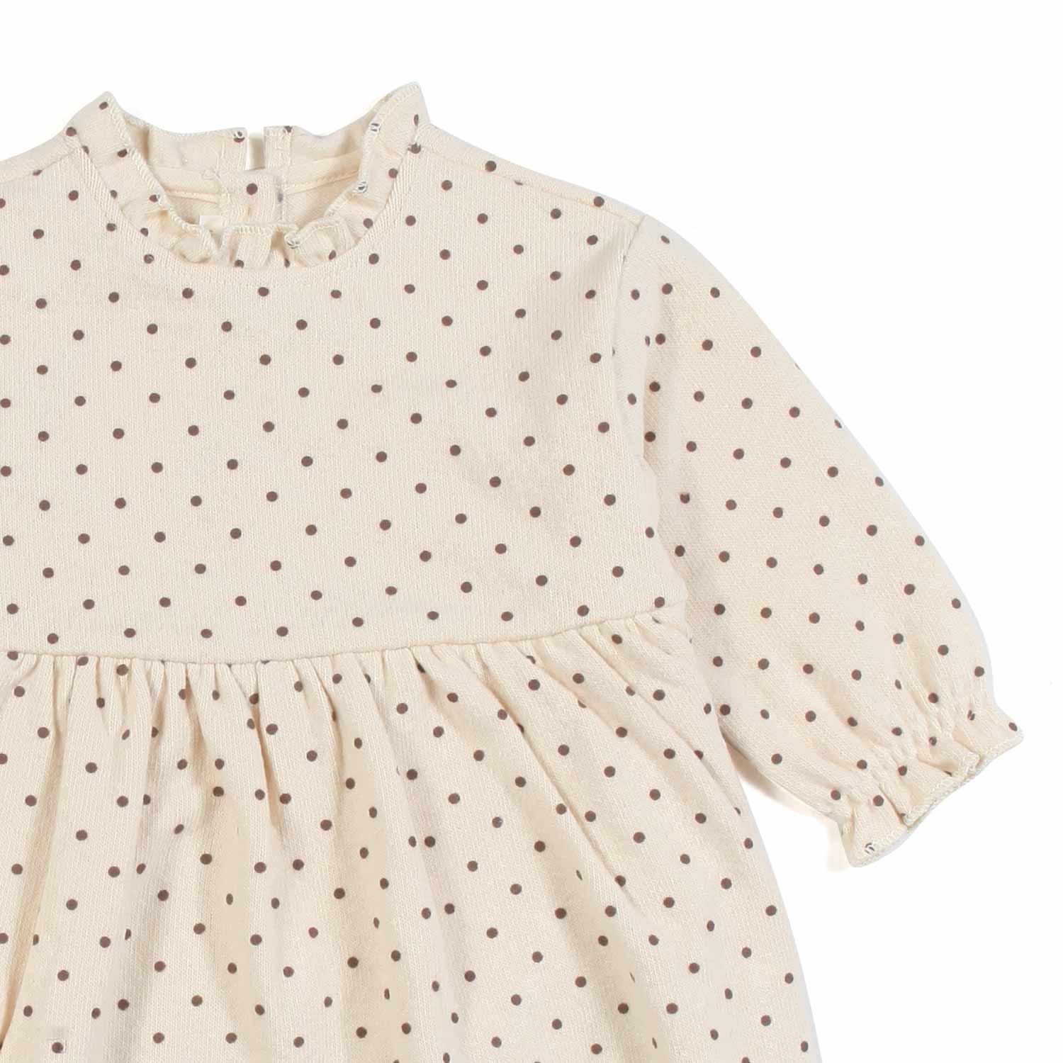 MINI ABITO PANNA CON POIS MARRONI NEONATA - annameglio.com abbigliamento moda