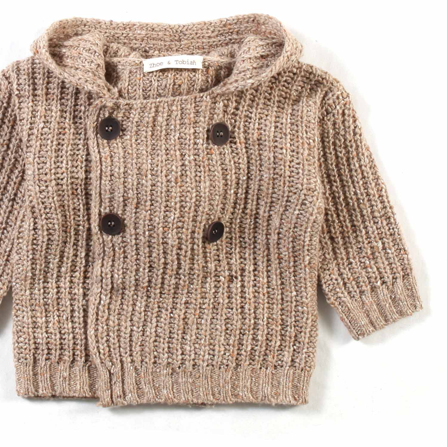 CARDIGAN BEIGE CON CAPPUCCIO BABY UNISEX - annameglio.com abbigliamento moda