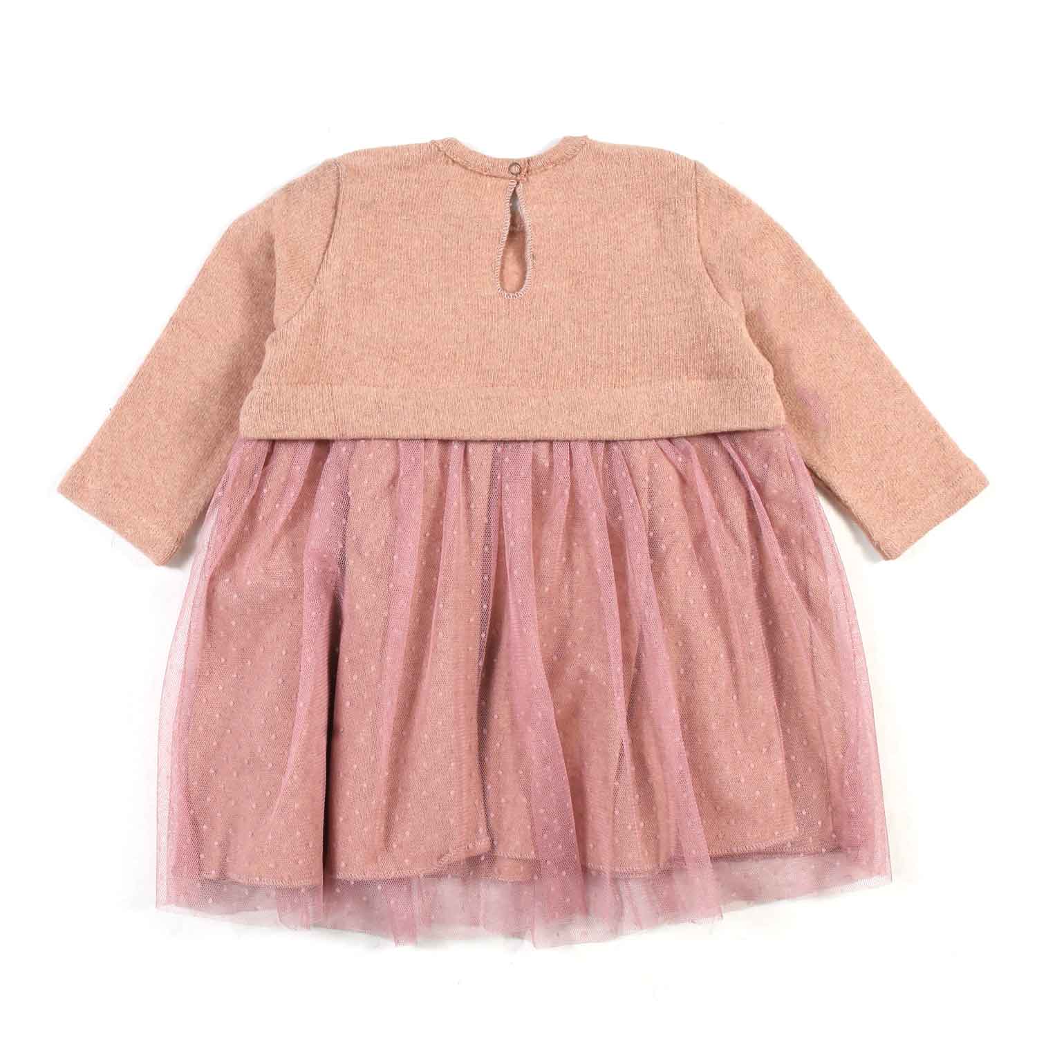 VESTITINO ROSA ANTICO CON TULLE A POIS NEONATA - annameglio.com abbigliamento moda