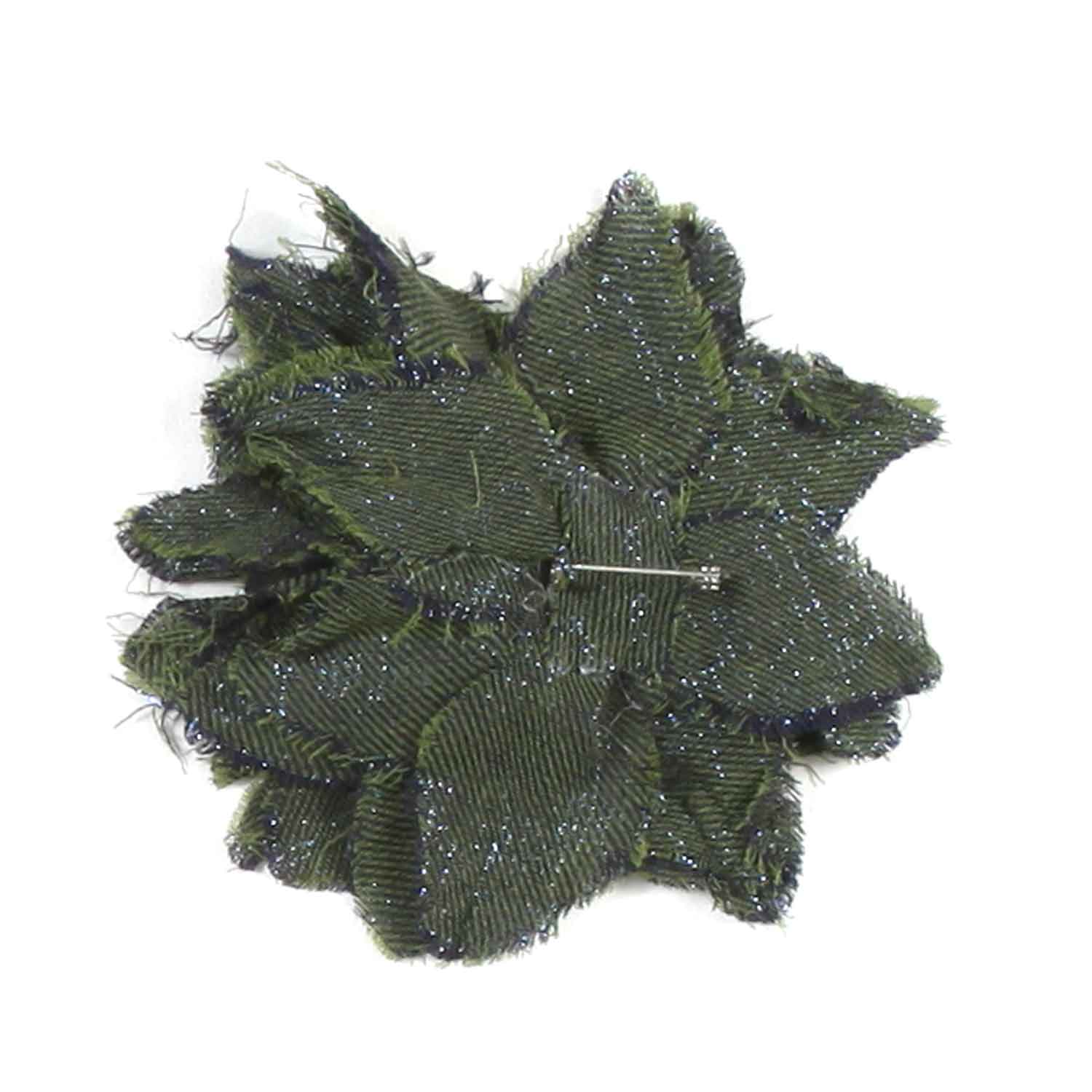 SPILLA FIORE VERDE CON GLITTER BLU - annameglio.com abbigliamento moda