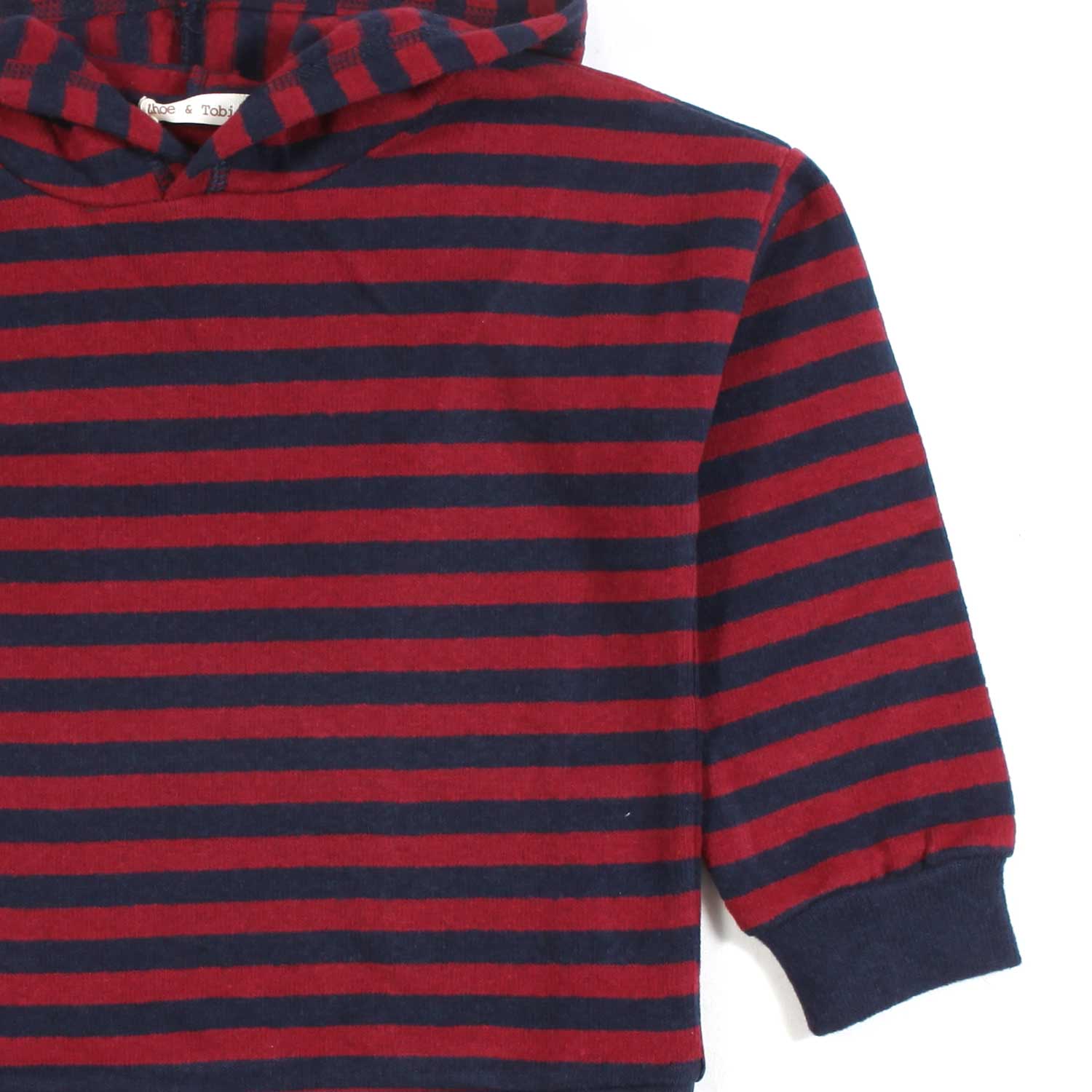 MAGLIA UNISEX ROSSA E BLU A RIGHE CON CAPPUCCIO - annameglio.com abbigliamento moda