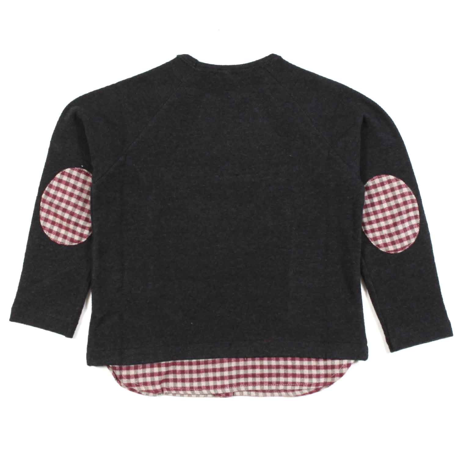 MAGLIA ANTRACITE CON TOPPE VICHY AMARANTO BAMBINA - annameglio.com abbigliamento moda