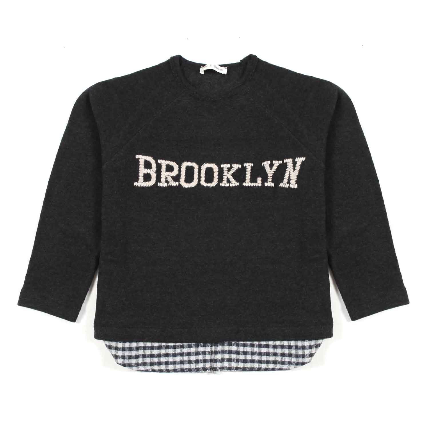 MAGLIA ANTRACITE CON DETTAGLI VICHY BAMBINA - annameglio.com abbigliamento moda