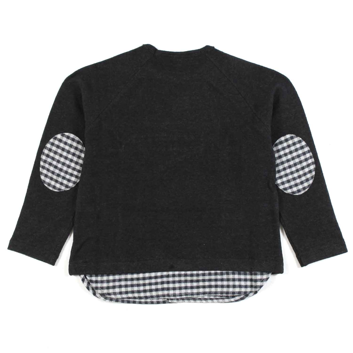 MAGLIA ANTRACITE CON DETTAGLI VICHY BAMBINA - annameglio.com abbigliamento moda