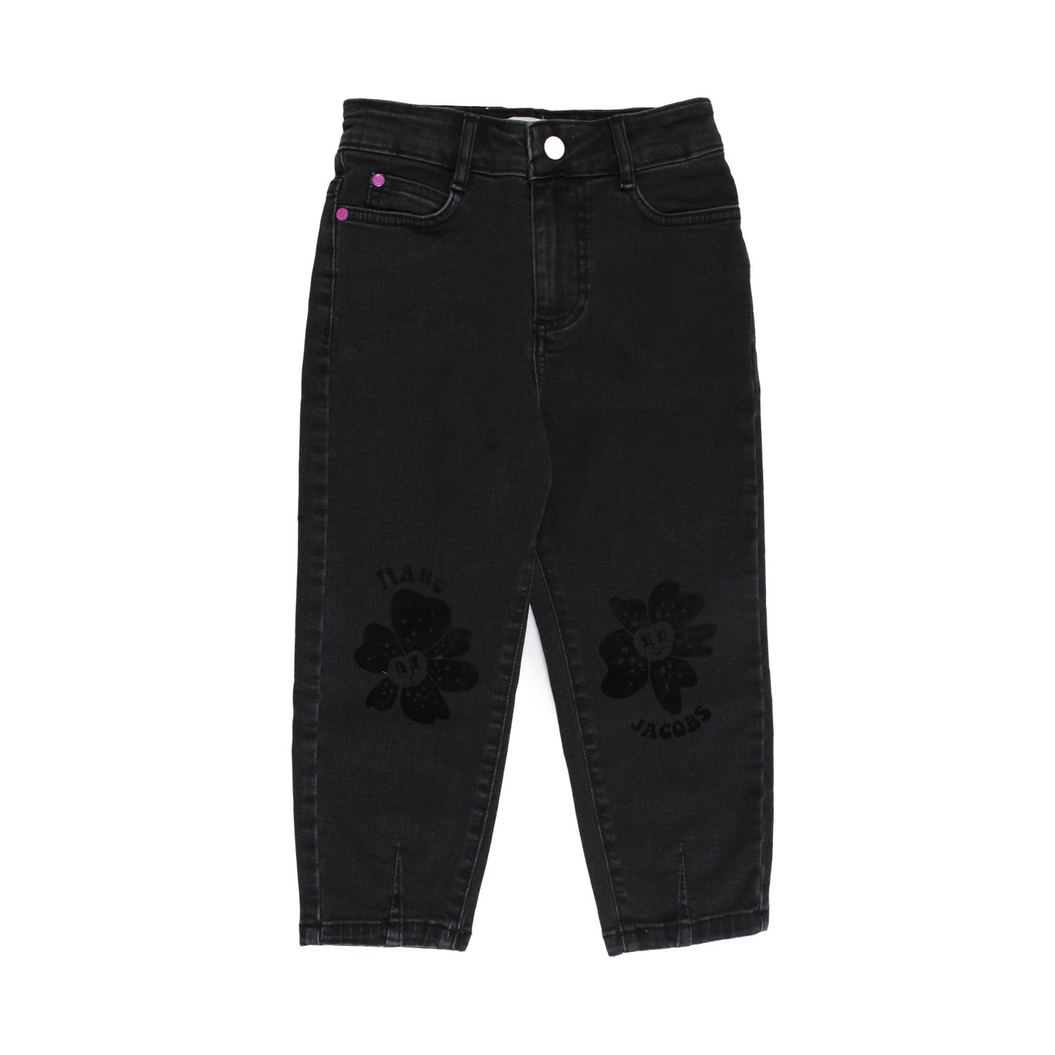 JEANS NERO CON FIORI FLOCCATI BAMBINA - annameglio.com abbigliamento moda