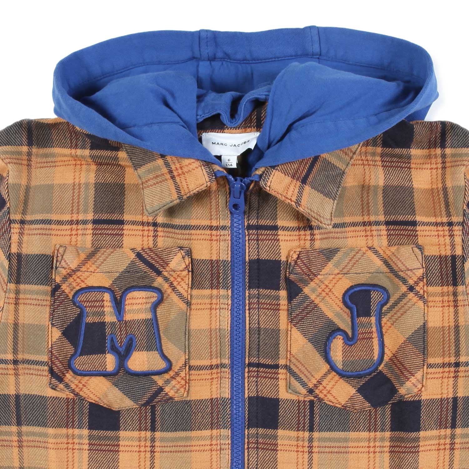 CAMICIA OCRA TARTAN CON CAPPUCCIO AZZURRO BAMBINO - annameglio.com abbigliamento moda
