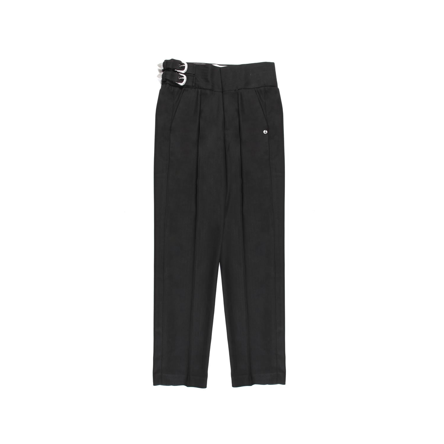 PANTALONE NERO CON FIBBIE BAMBINA E TEENAGER - annameglio.com abbigliamento moda
