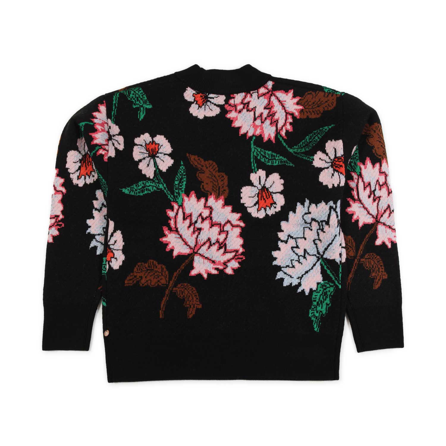 MAGLIONE NERO CON FIORI JACQUARD MULTICOLOR - annameglio.com abbigliamento moda