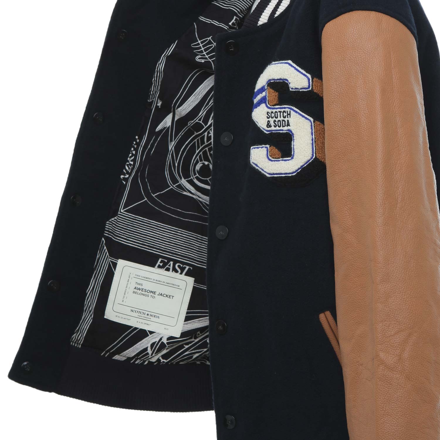 GIUBBOTTO VARSITY UNISEX BLU NAVY E CARAMELLO - annameglio.com abbigliamento moda