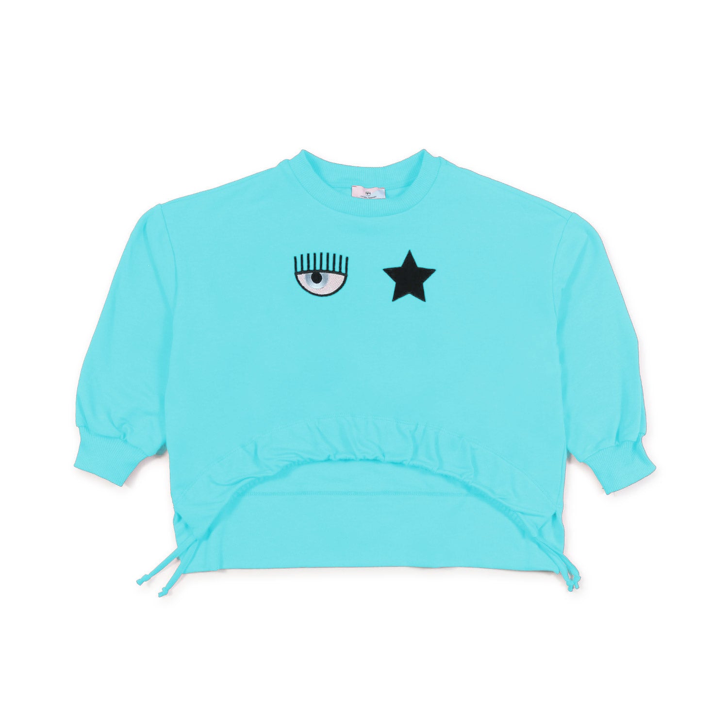 FELPA TURCHESE EYE STAR CON COULISSE BAMBINA - annameglio.com abbigliamento moda