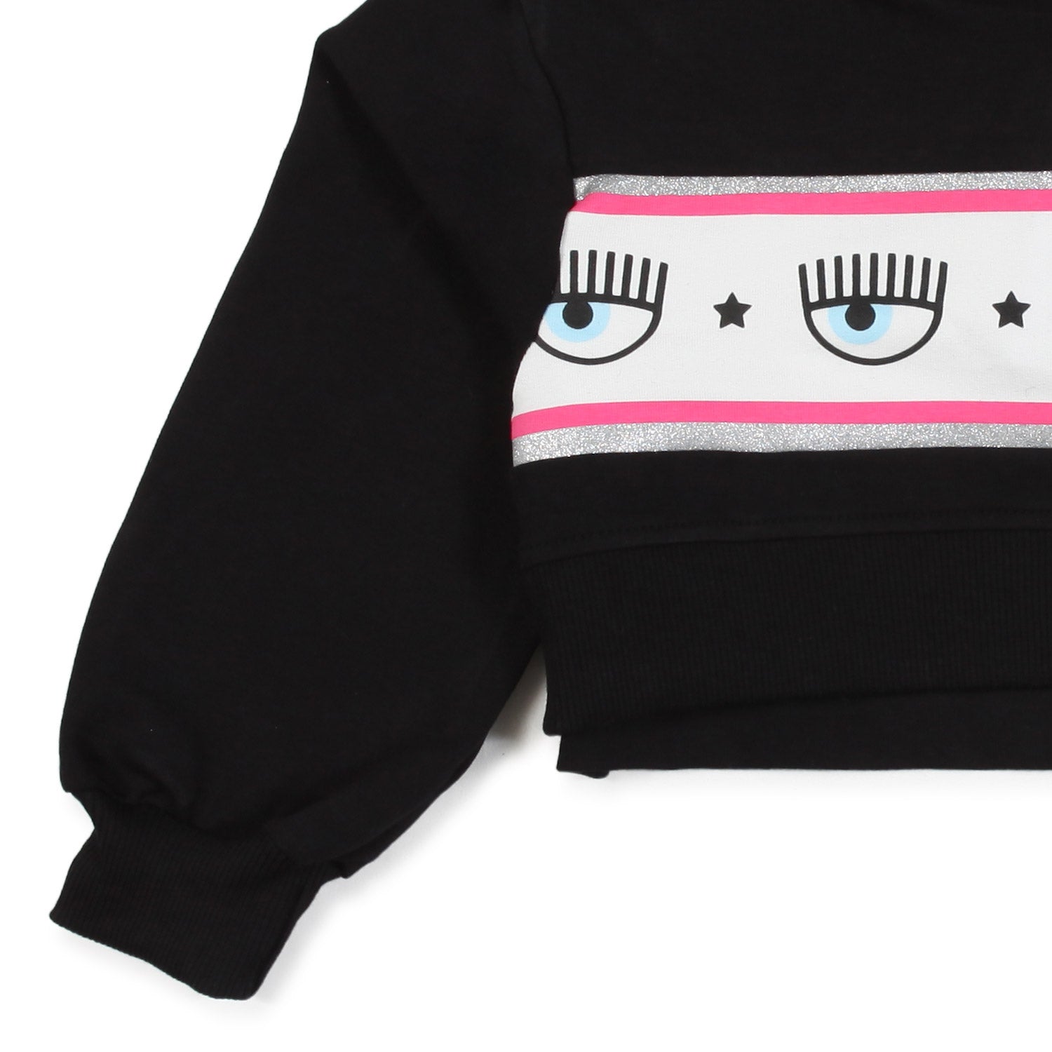 FELPA CROPPED MAXI LOGOMANIA NERA CON CAPPUCCIO - annameglio.com abbigliamento moda