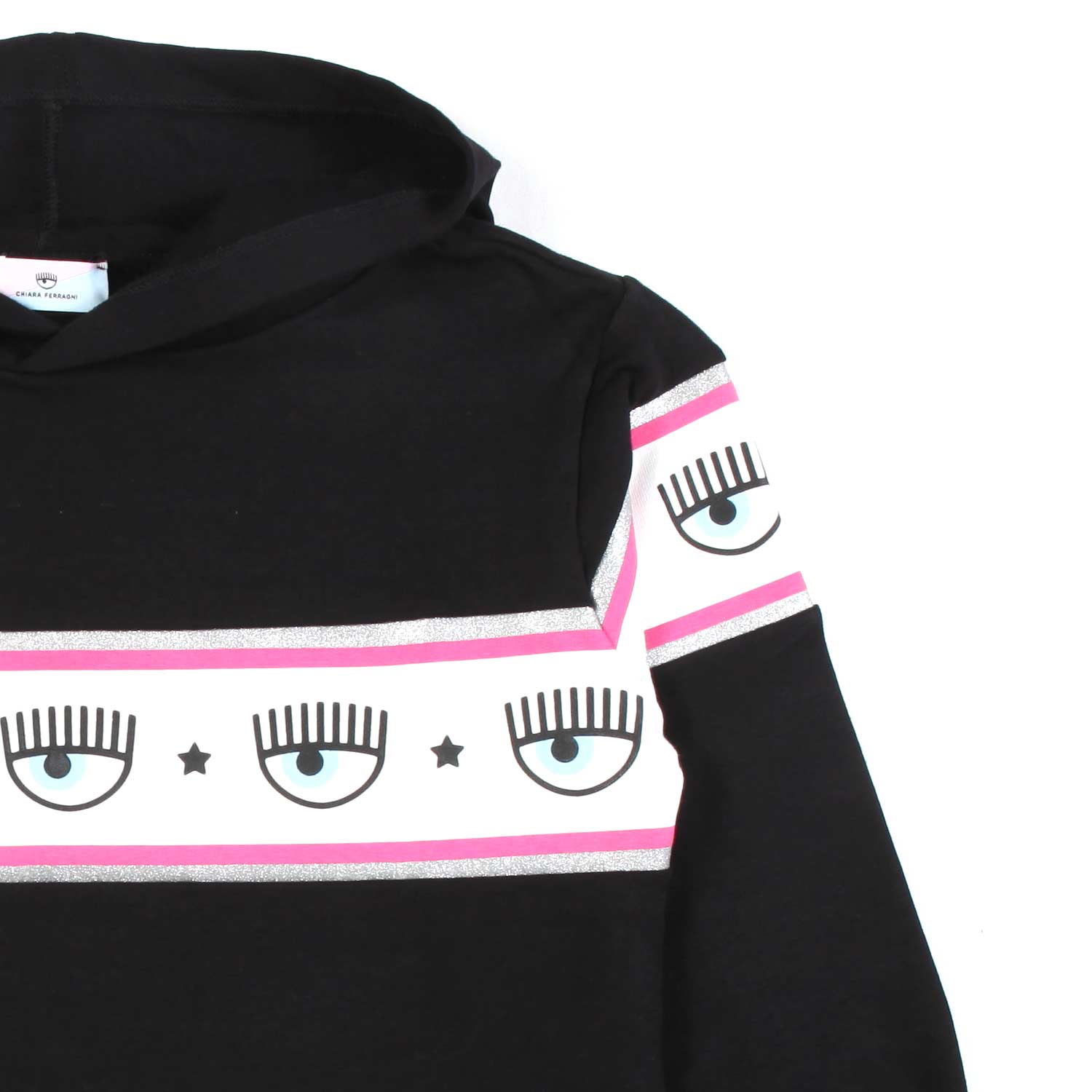 ABITO HOODIE LOGOMANIA NERO IN FELPA BAMBINA - annameglio.com abbigliamento moda