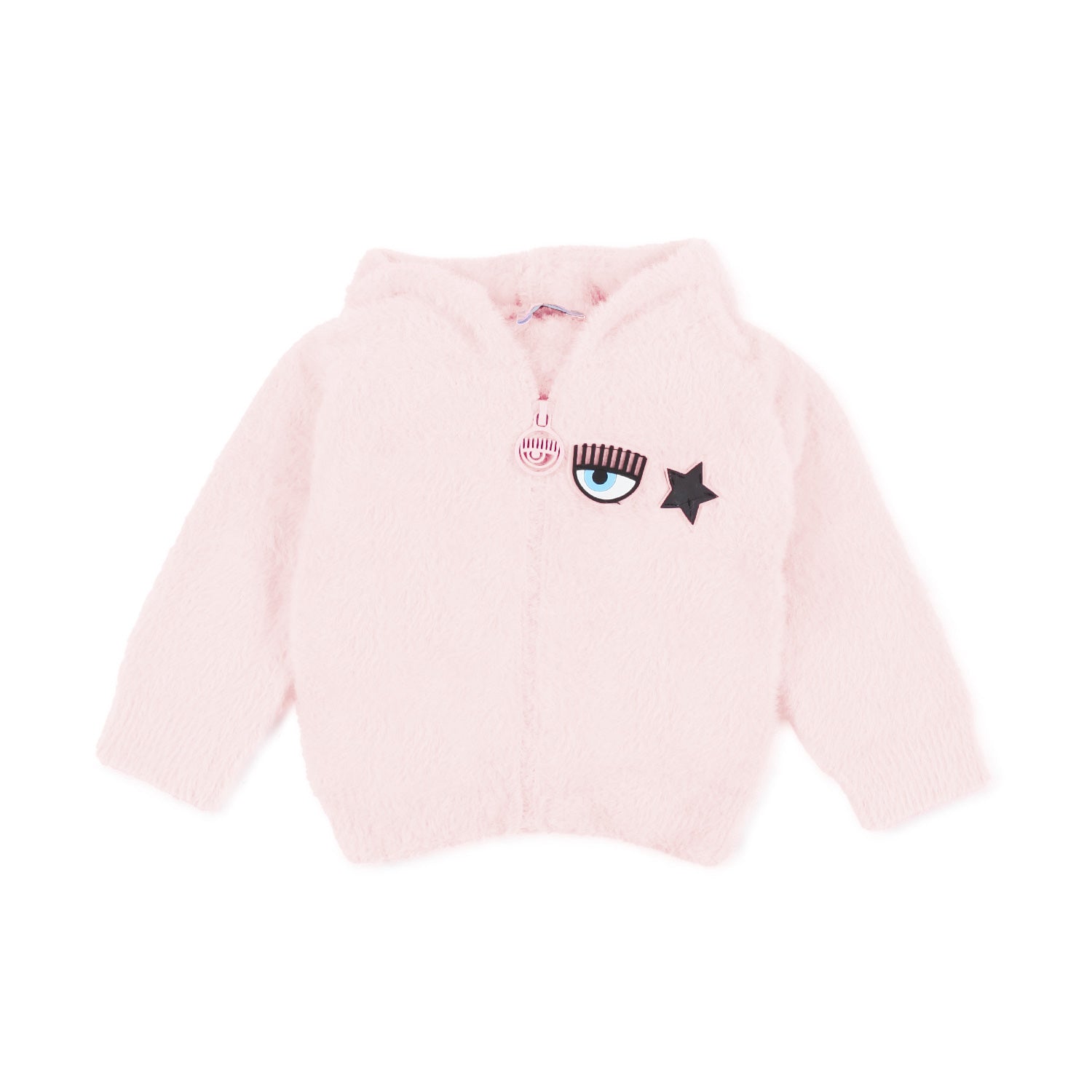 PULL EYE STAR ROSA CON CAPPUCCIO NEONATA - annameglio.com abbigliamento moda