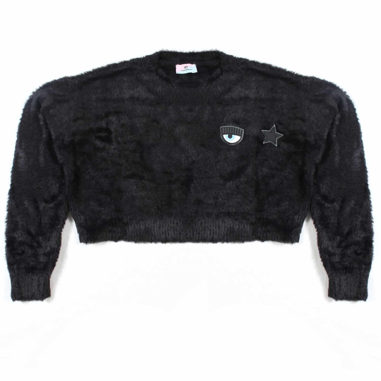 PULL EYE STAR CROPPED NERO BAMBINA - annameglio.com abbigliamento moda