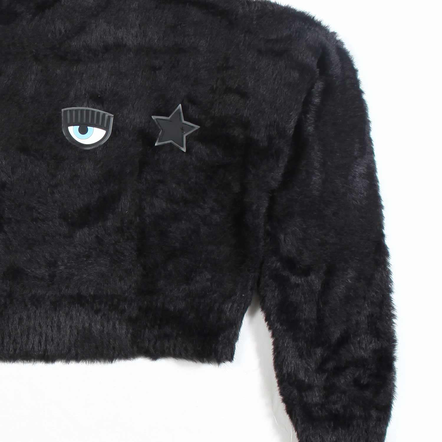 PULL EYE STAR CROPPED NERO BAMBINA - annameglio.com abbigliamento moda