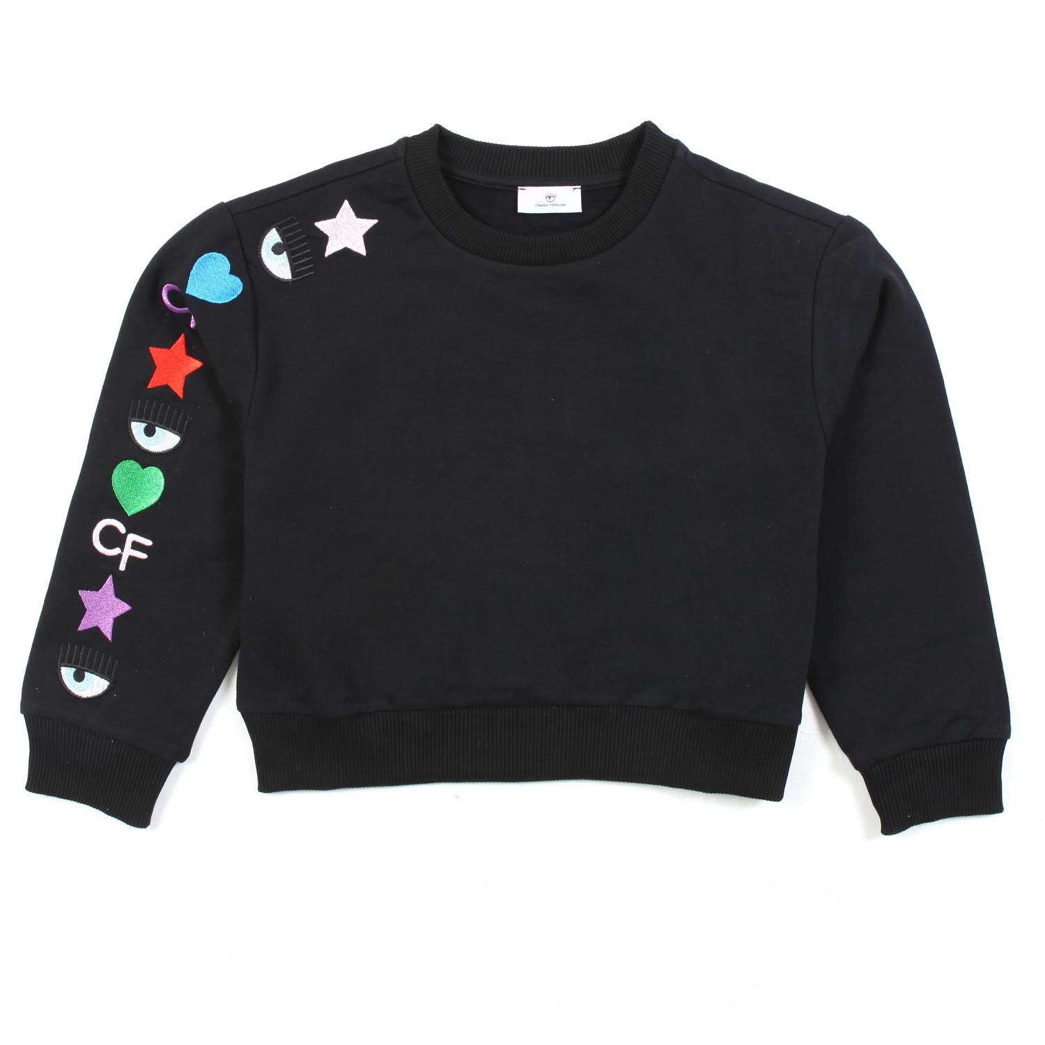 FELPA NERA CON RICAMI EYE STAR BAMBINA - annameglio.com abbigliamento moda
