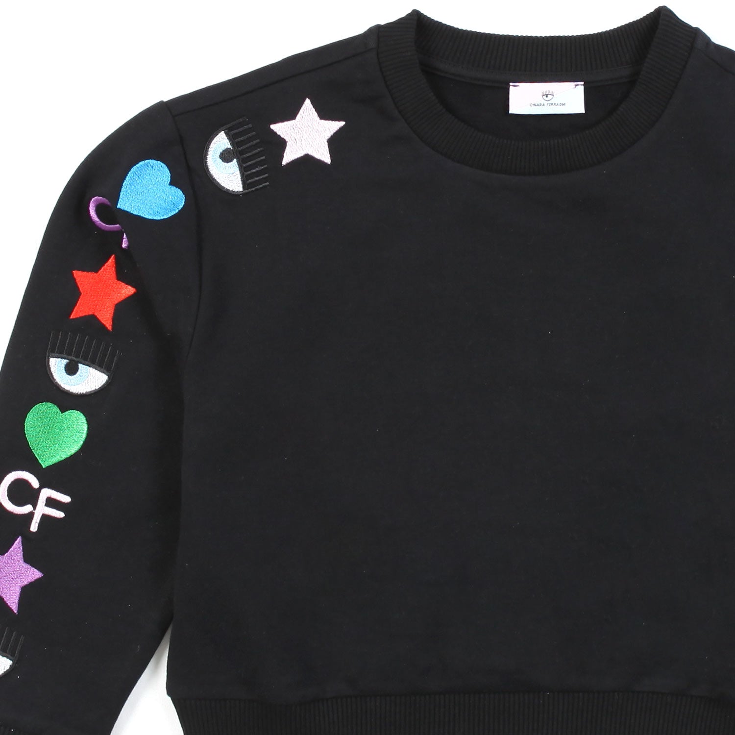 FELPA NERA CON RICAMI EYE STAR BAMBINA - annameglio.com abbigliamento moda